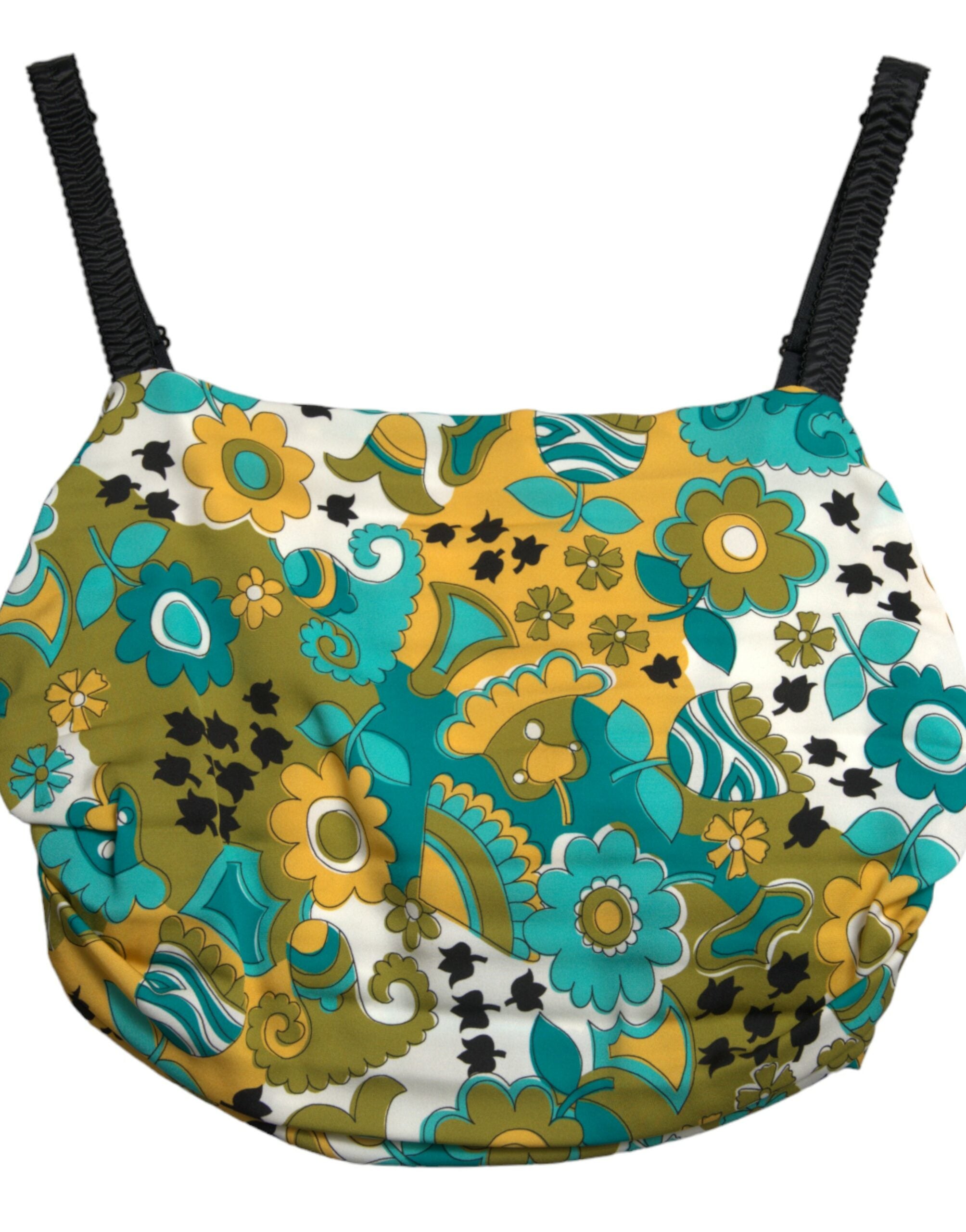 Dolce &amp; Gabbana – Elegantes, kurzes Tanktop aus Seidenmischung mit Blumenmuster