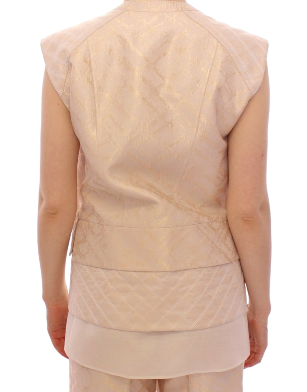 Veste sans manches en brocart beige exquis Zeyneptosun
