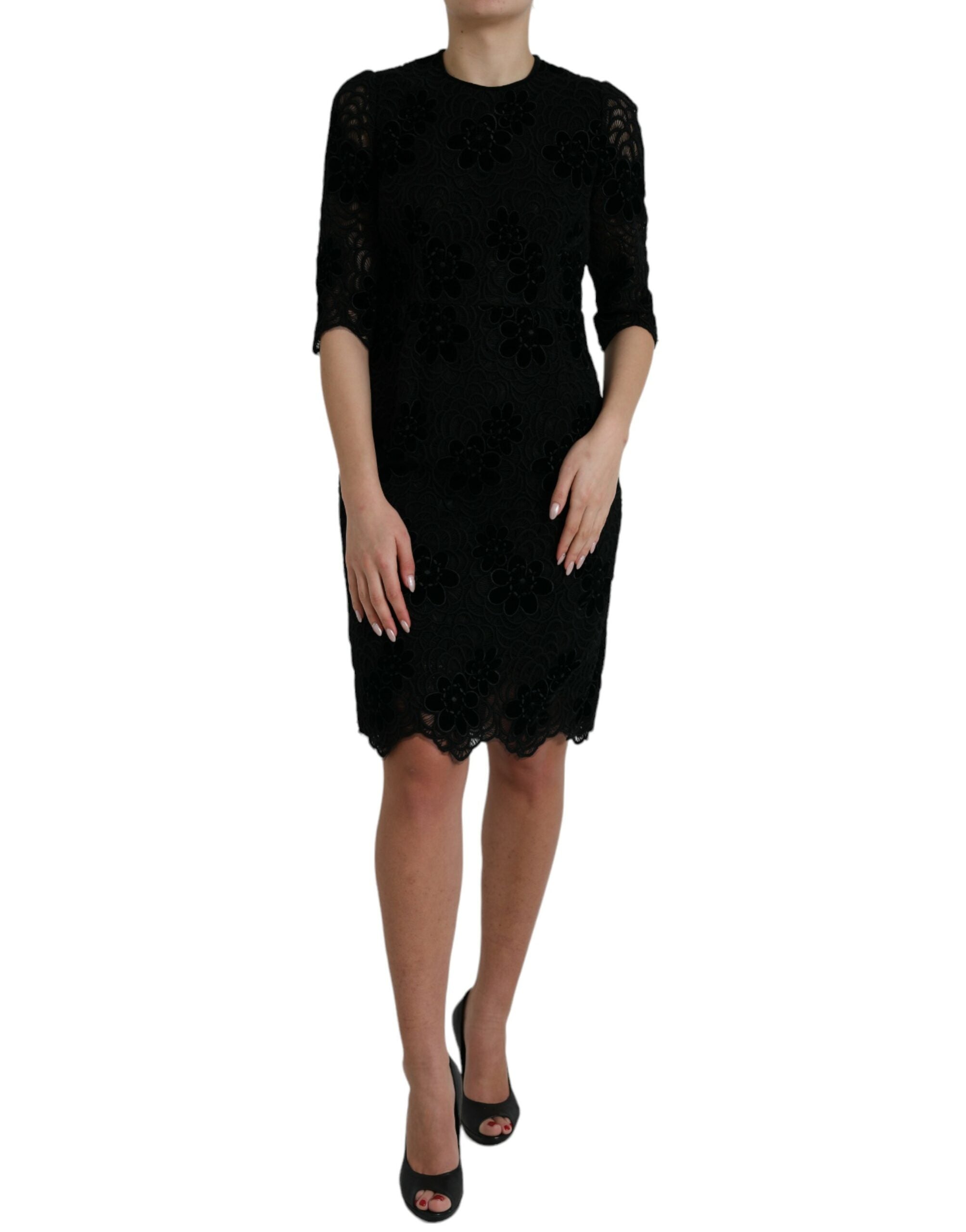 Robe fourreau élégante en dentelle florale Dolce &amp; Gabbana
