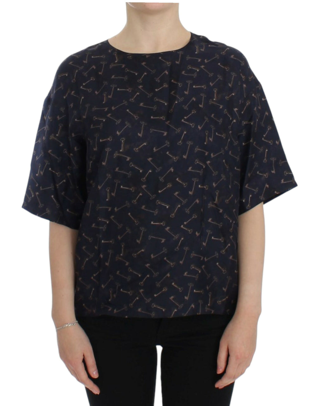 Dolce &amp; Gabbana – Seidenbluse „Enchanted Sicily“ mit goldenem Schlüssel-Print