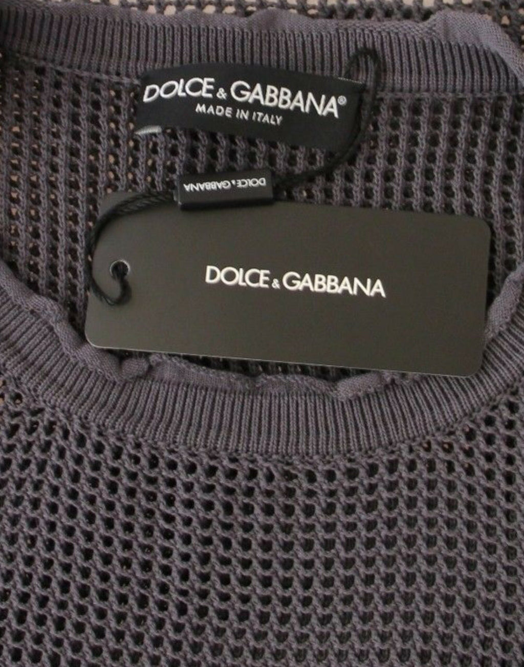 Pull élégant à col rond en résille Dolce &amp; Gabbana en violet clair