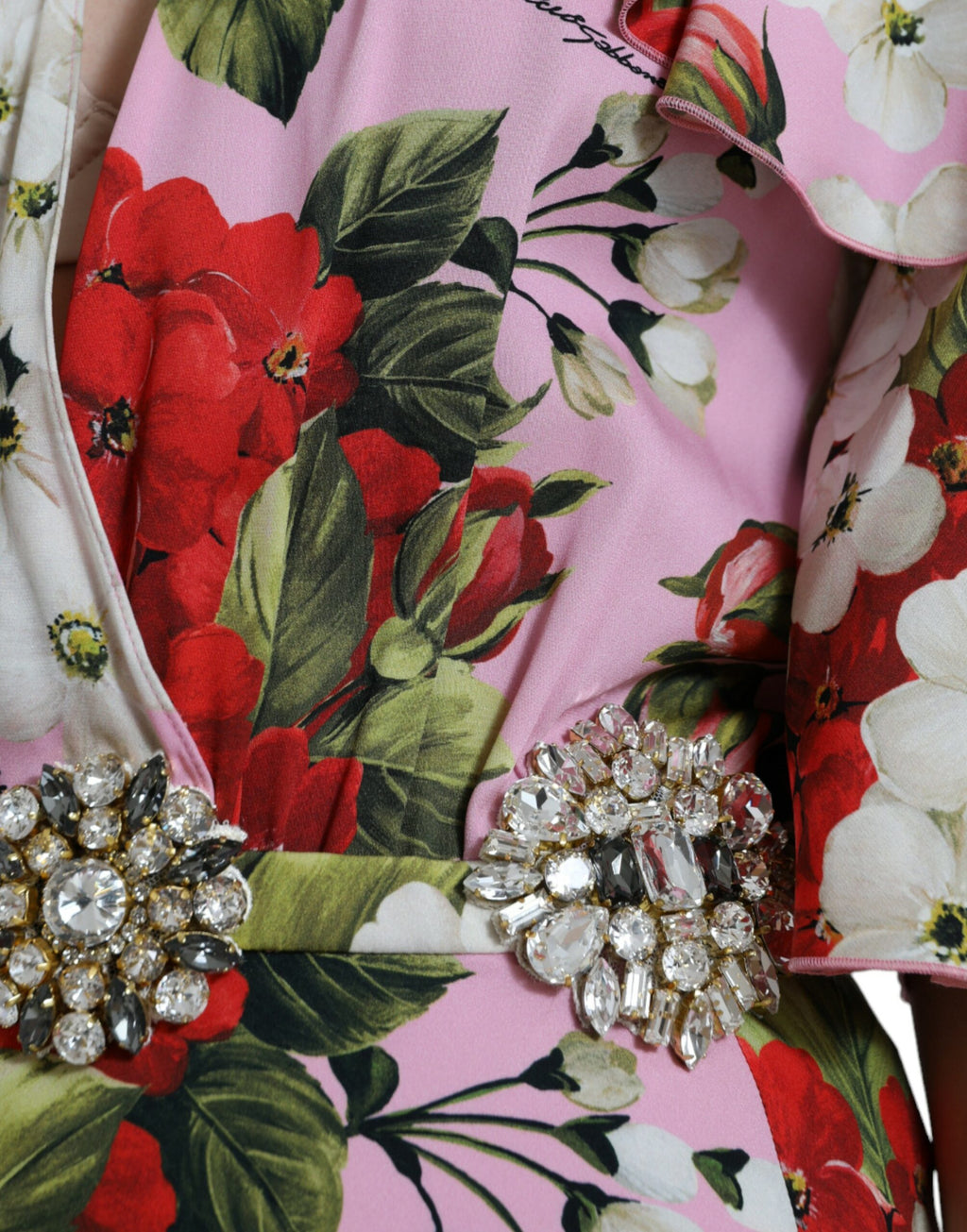 Dolce &amp; Gabbana Elegantes Seidenkleid mit Kristallverzierung