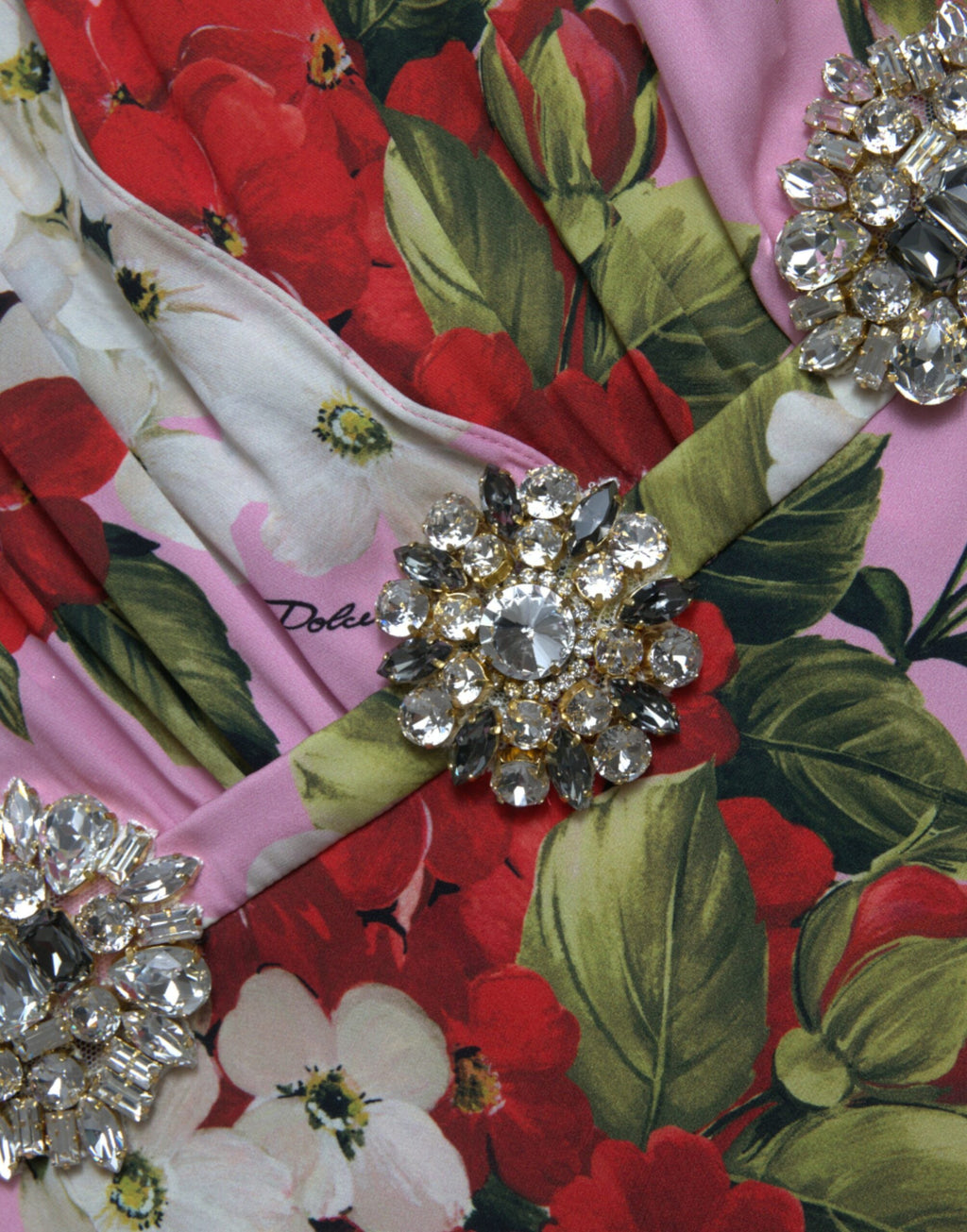 Dolce &amp; Gabbana Elegantes Seidenkleid mit Kristallverzierung