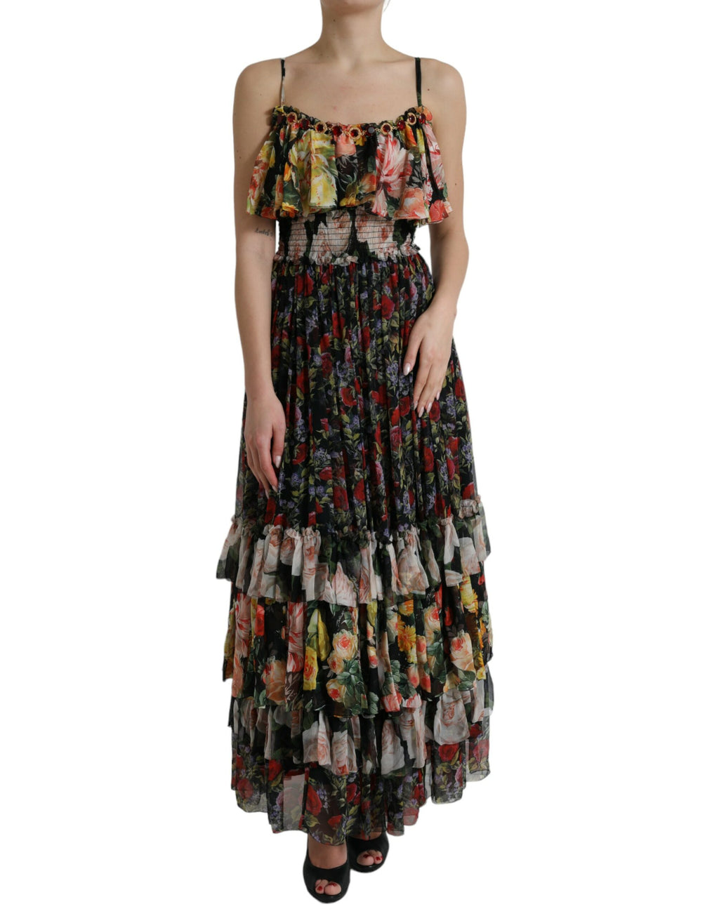 Dolce &amp; Gabbana – Maxikleid aus Seide mit Blumenmuster