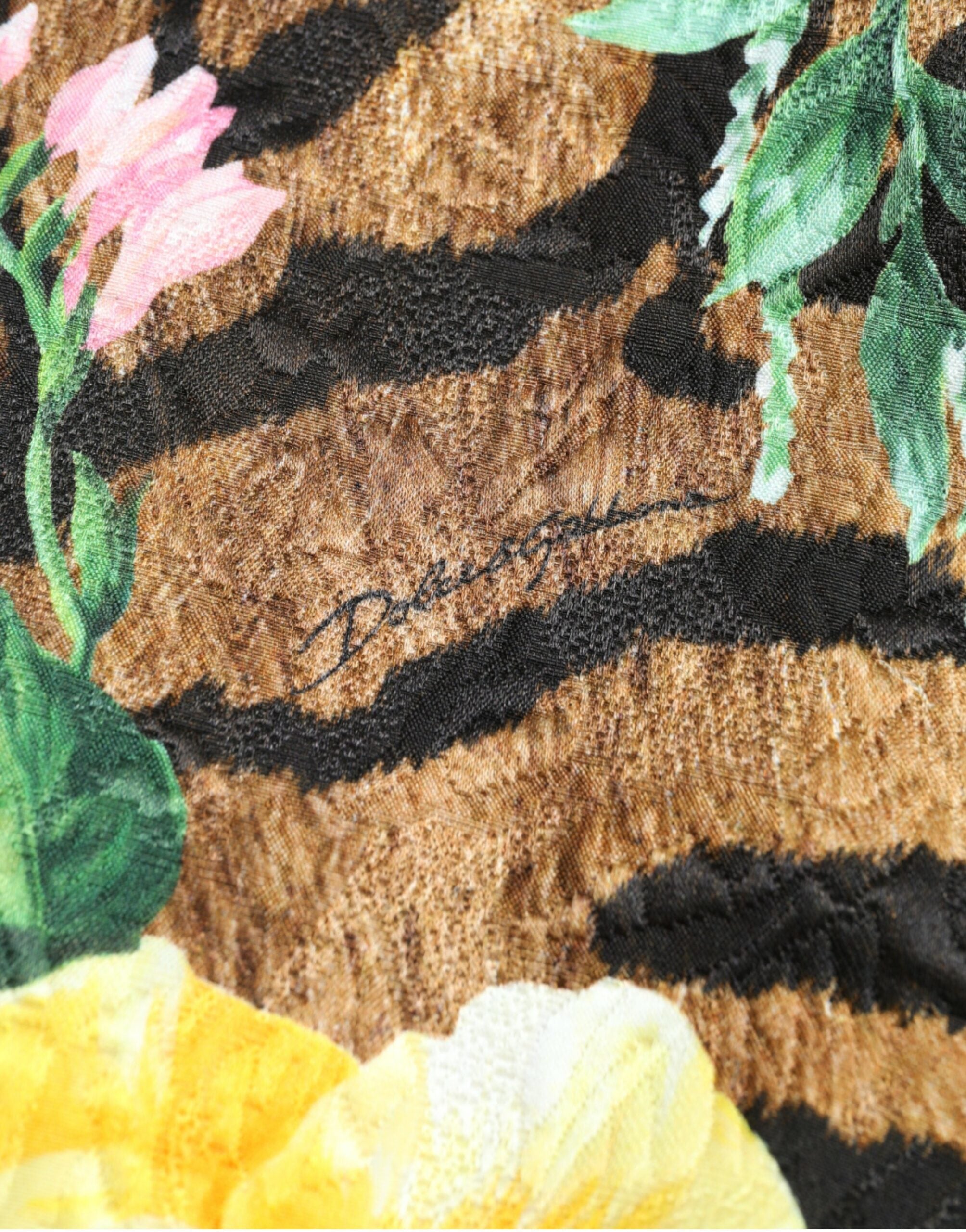 Robe courte droite à imprimé animal et floral Dolce &amp; Gabbana
