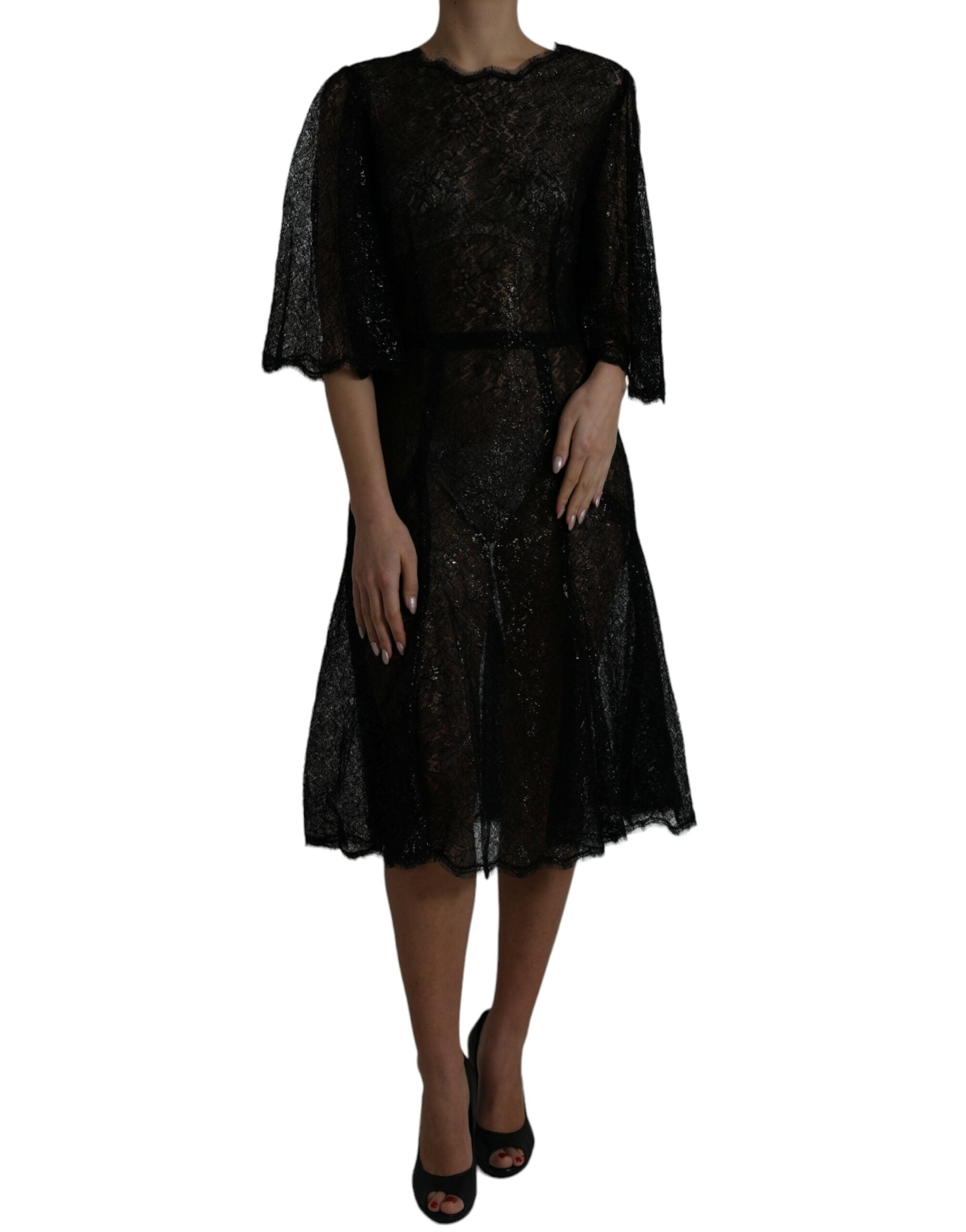 Robe midi élégante en dentelle florale Dolce &amp; Gabbana