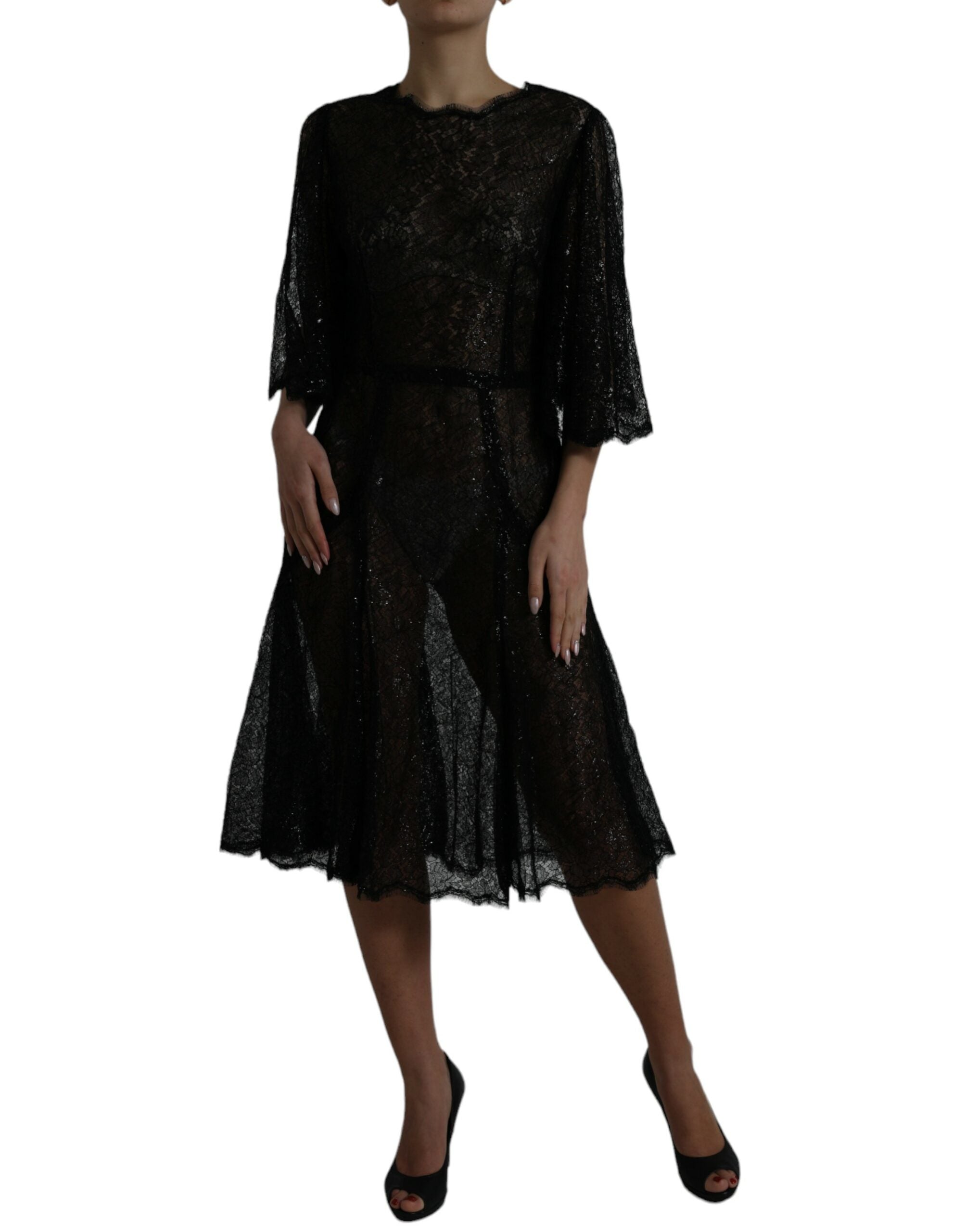 Robe midi élégante en dentelle florale Dolce &amp; Gabbana