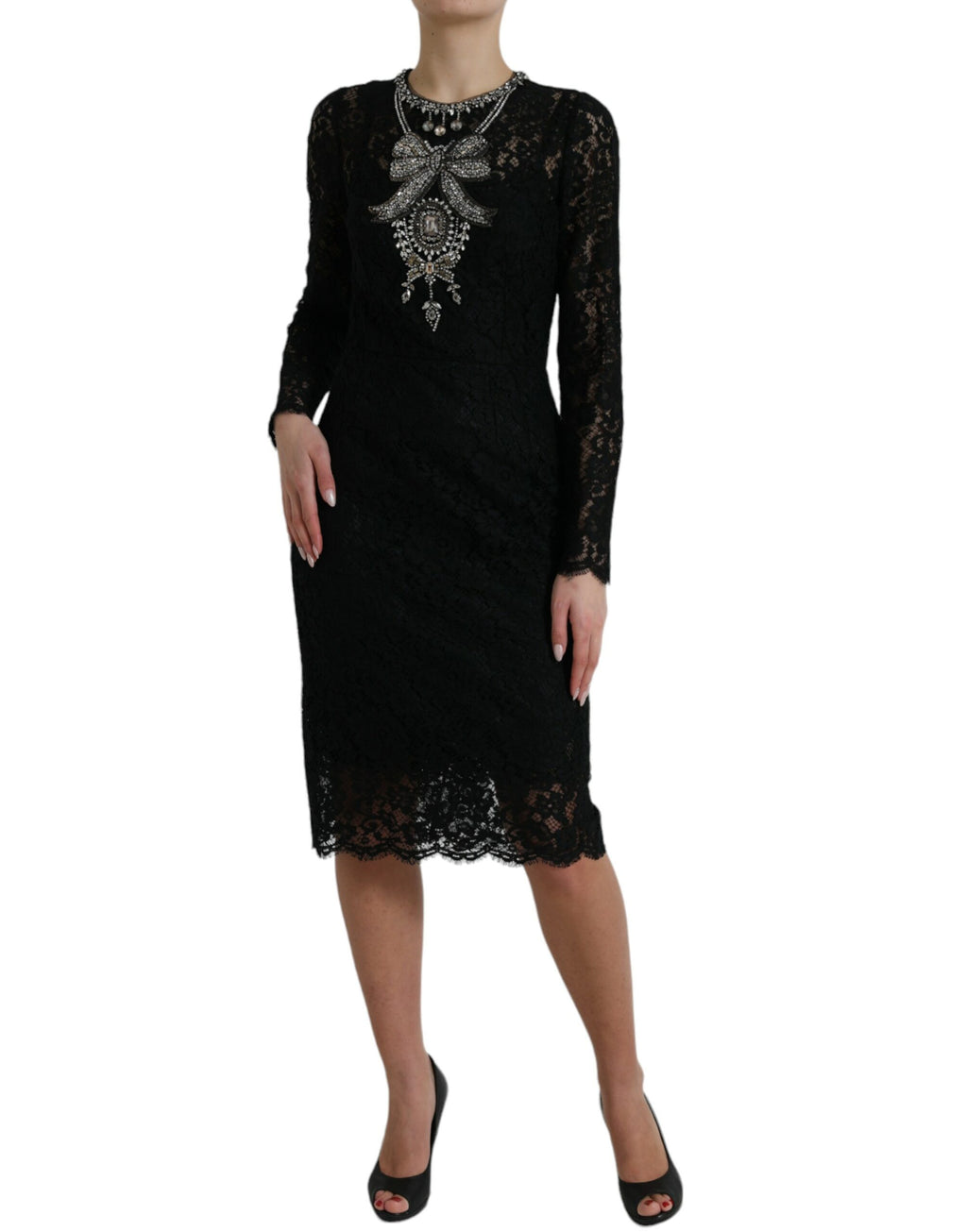 Dolce &amp; Gabbana Elegantes Etuikleid mit Kristallverzierung