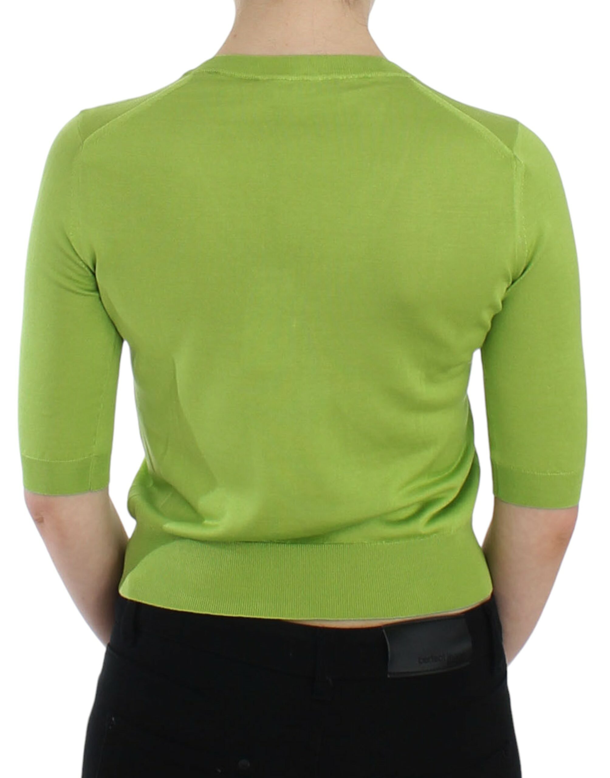 Dolce &amp; Gabbana Smaragdgrüner Wollpullover mit V-Ausschnitt