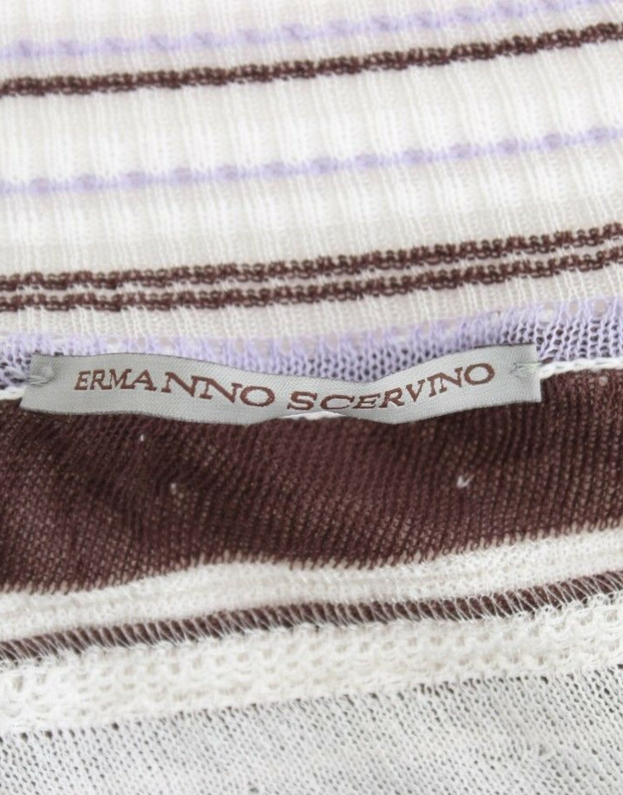 Ermanno Scervino Gestreiftes Stricktop mit V-Ausschnitt und Spitzensaum