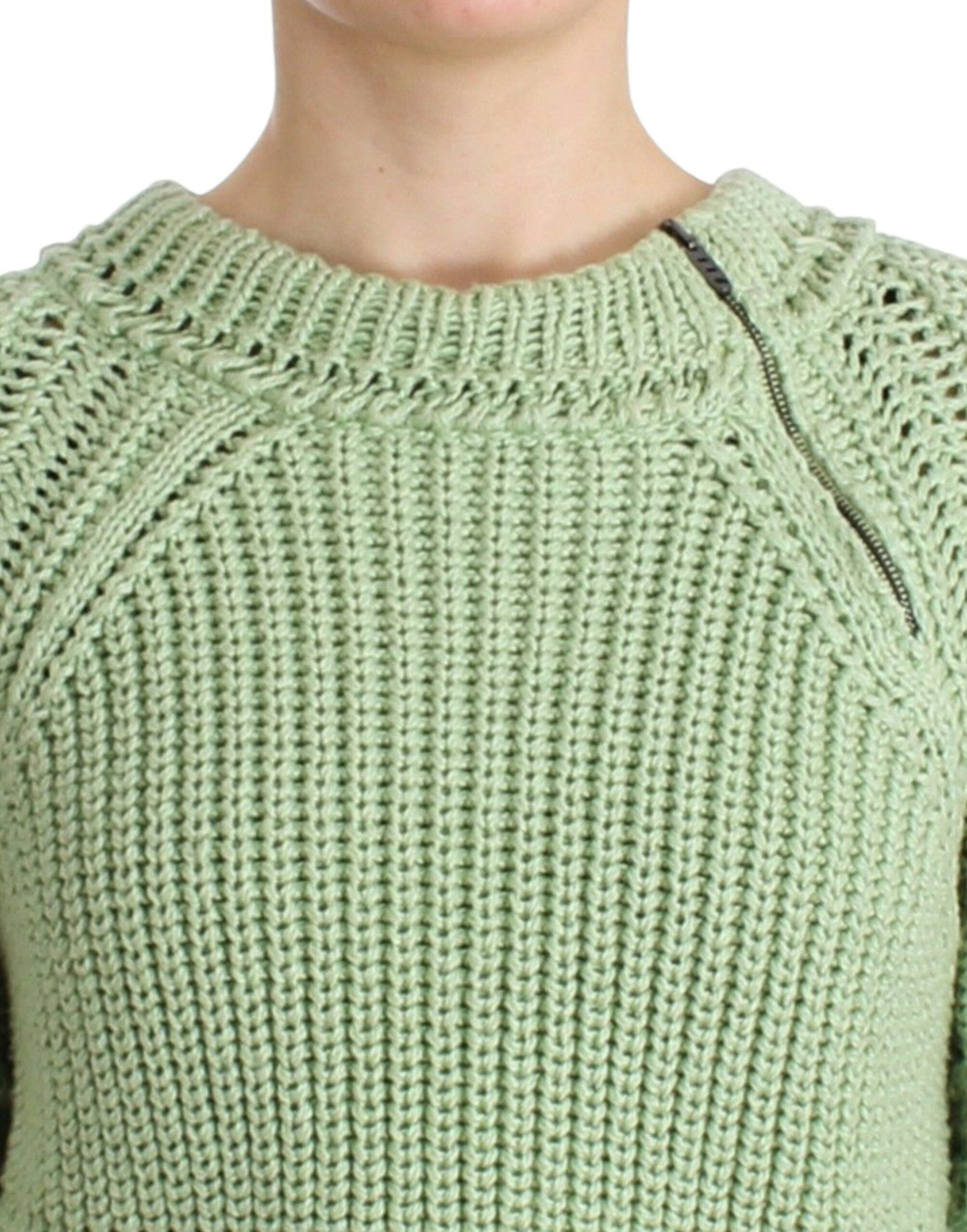 Ermanno Scervino Schicker grüner, kurz geschnittener Baumwollpullover