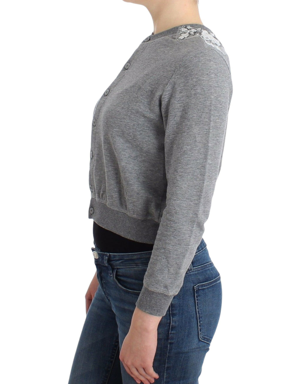 Ermanno Scervino Schicke kurze Strickjacke aus grauer Baumwollmischung