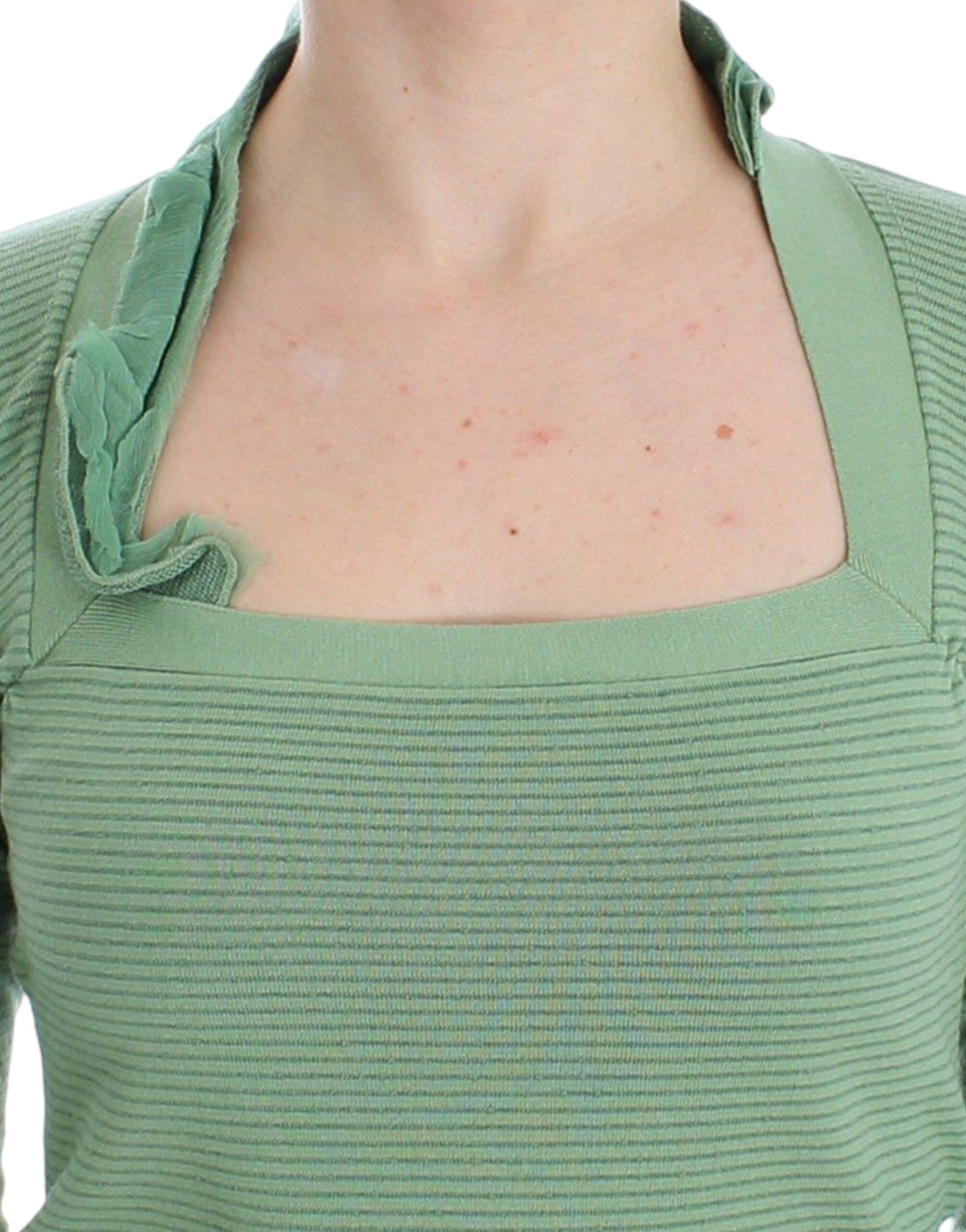 Ermanno Scervino Eleganter grün gestreifter Pullover aus Wollmischung