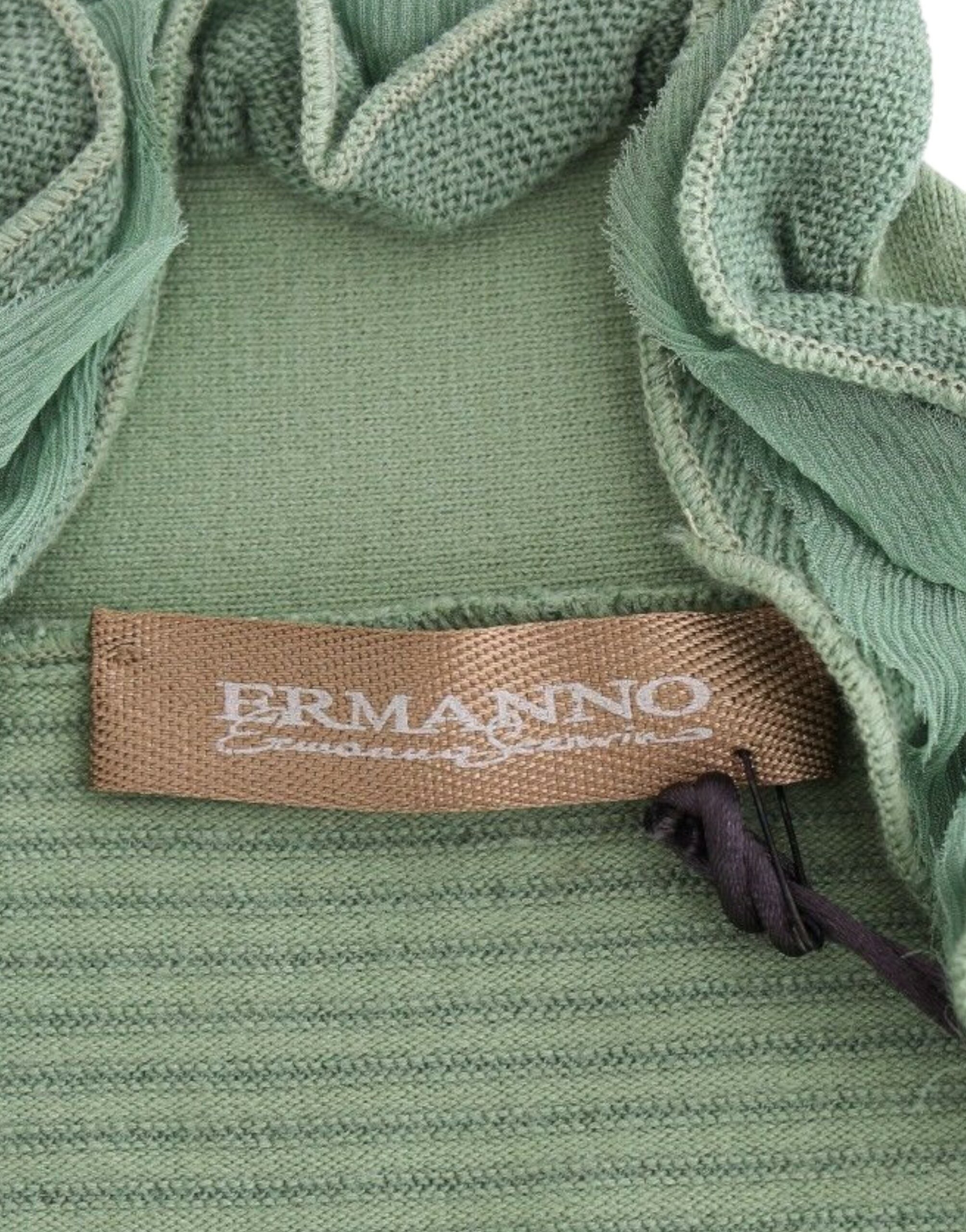 Ermanno Scervino Eleganter grün gestreifter Pullover aus Wollmischung