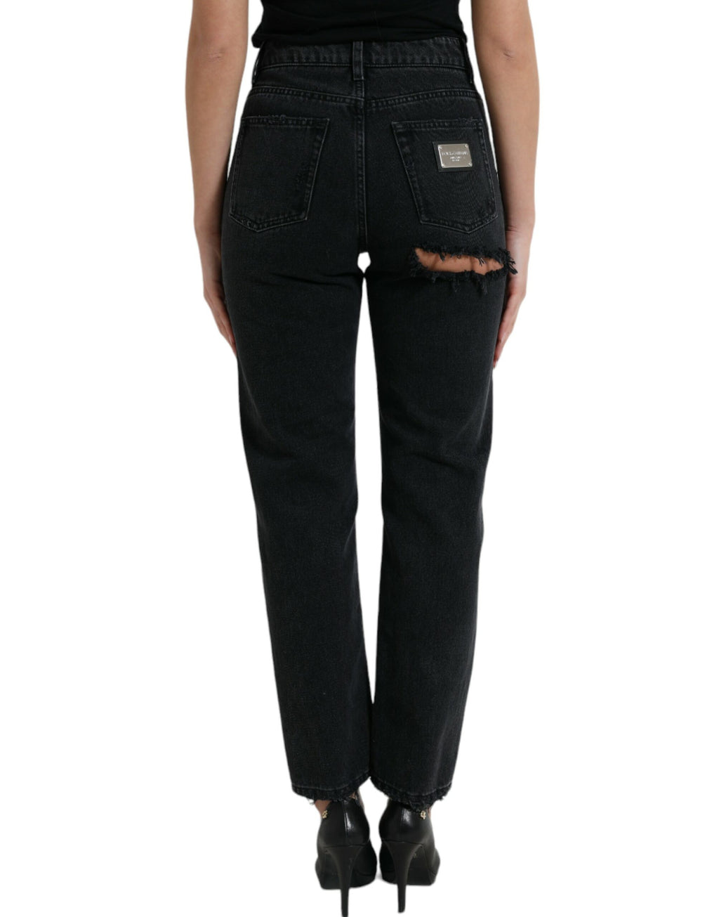 Dolce &amp; Gabbana Elegante High-Waist-Stretch-Jeans in Schwarz
