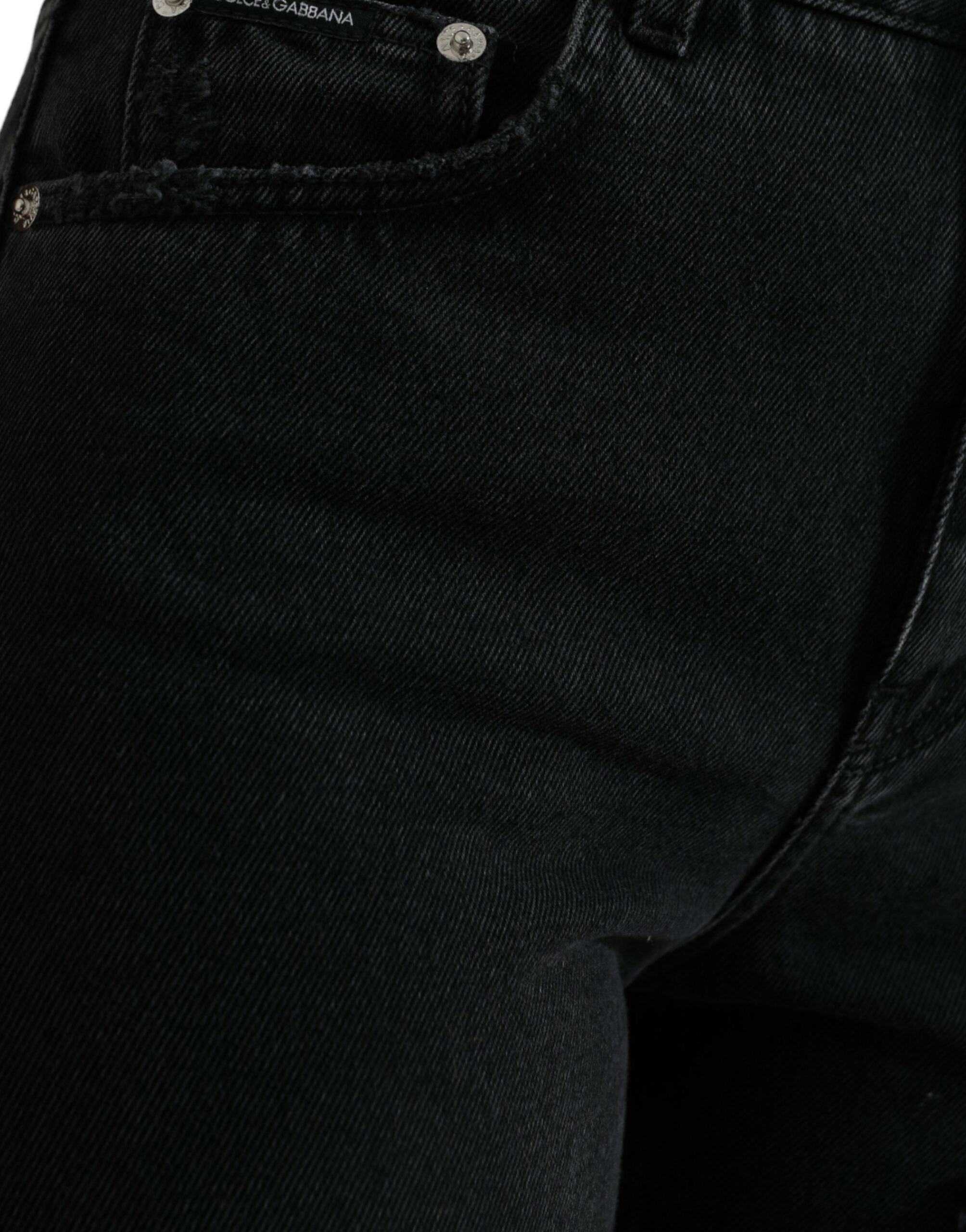 Dolce &amp; Gabbana Elegante High-Waist-Stretch-Jeans in Schwarz