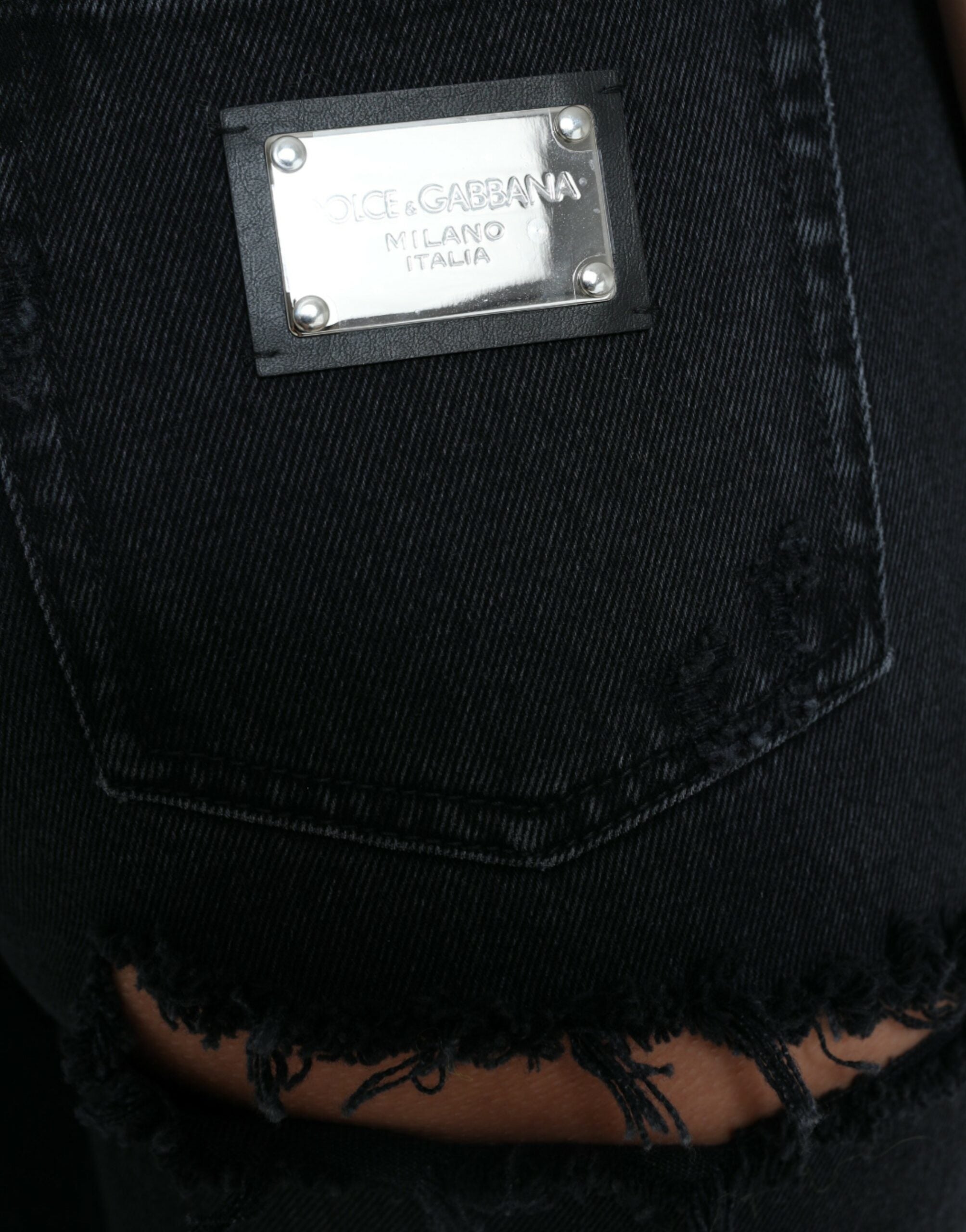 Dolce &amp; Gabbana Elegante High-Waist-Stretch-Jeans in Schwarz