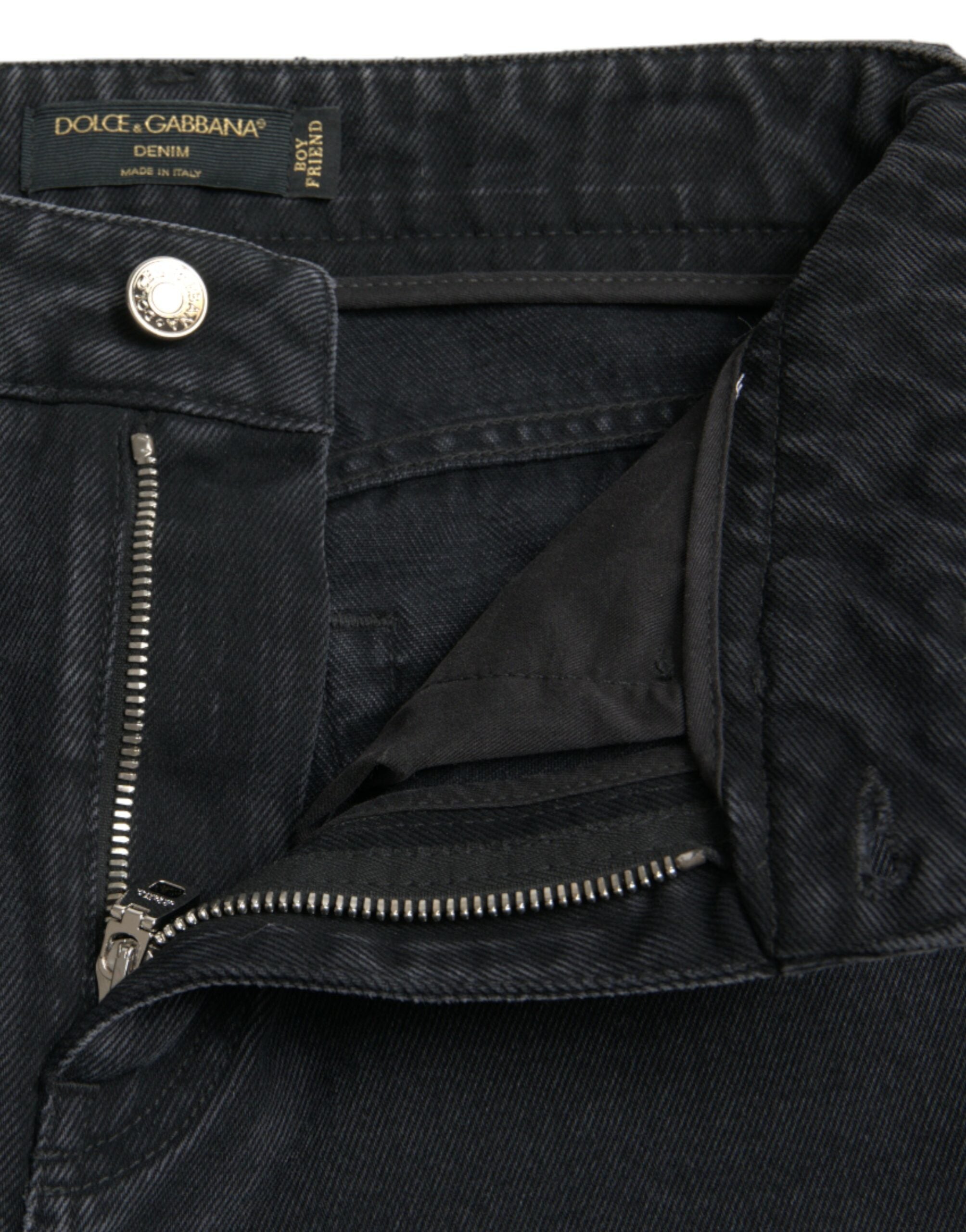 Dolce &amp; Gabbana Elegante High-Waist-Stretch-Jeans in Schwarz