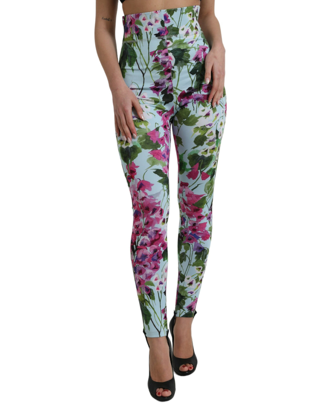 Pantalon legging taille haute à fleurs élégant Dolce &amp; Gabbana