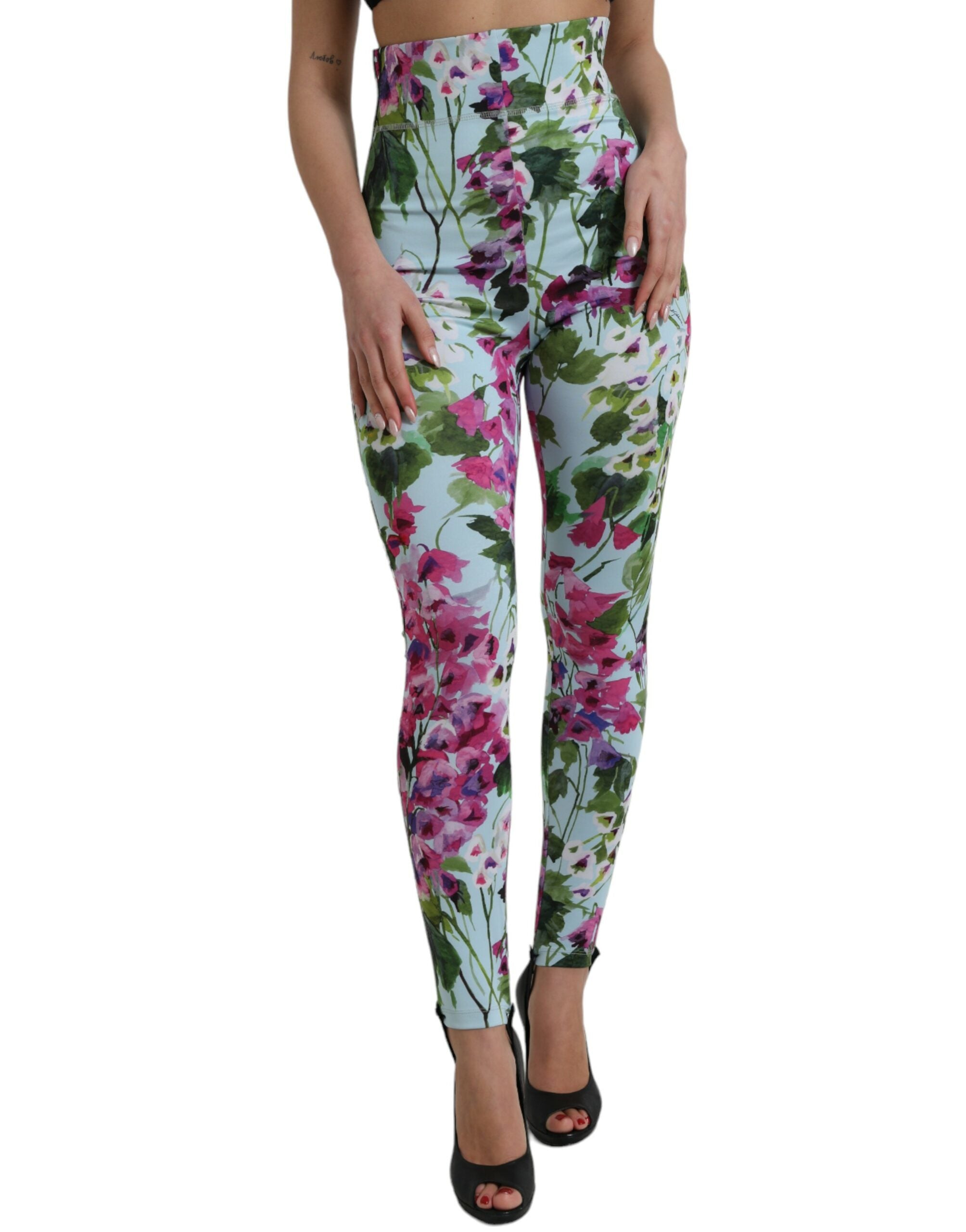 Pantalon legging taille haute à fleurs élégant Dolce &amp; Gabbana