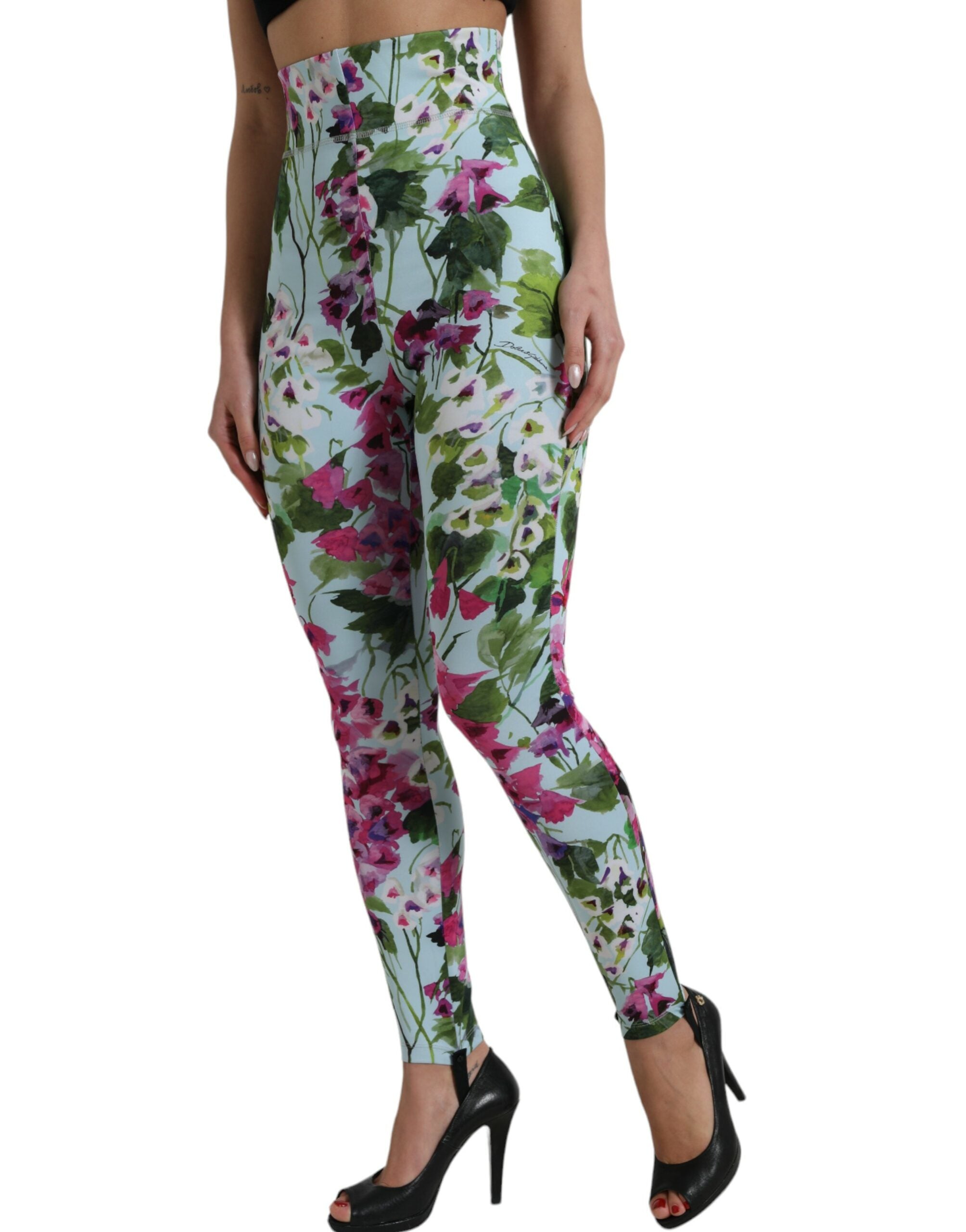 Pantalon legging taille haute à fleurs élégant Dolce &amp; Gabbana
