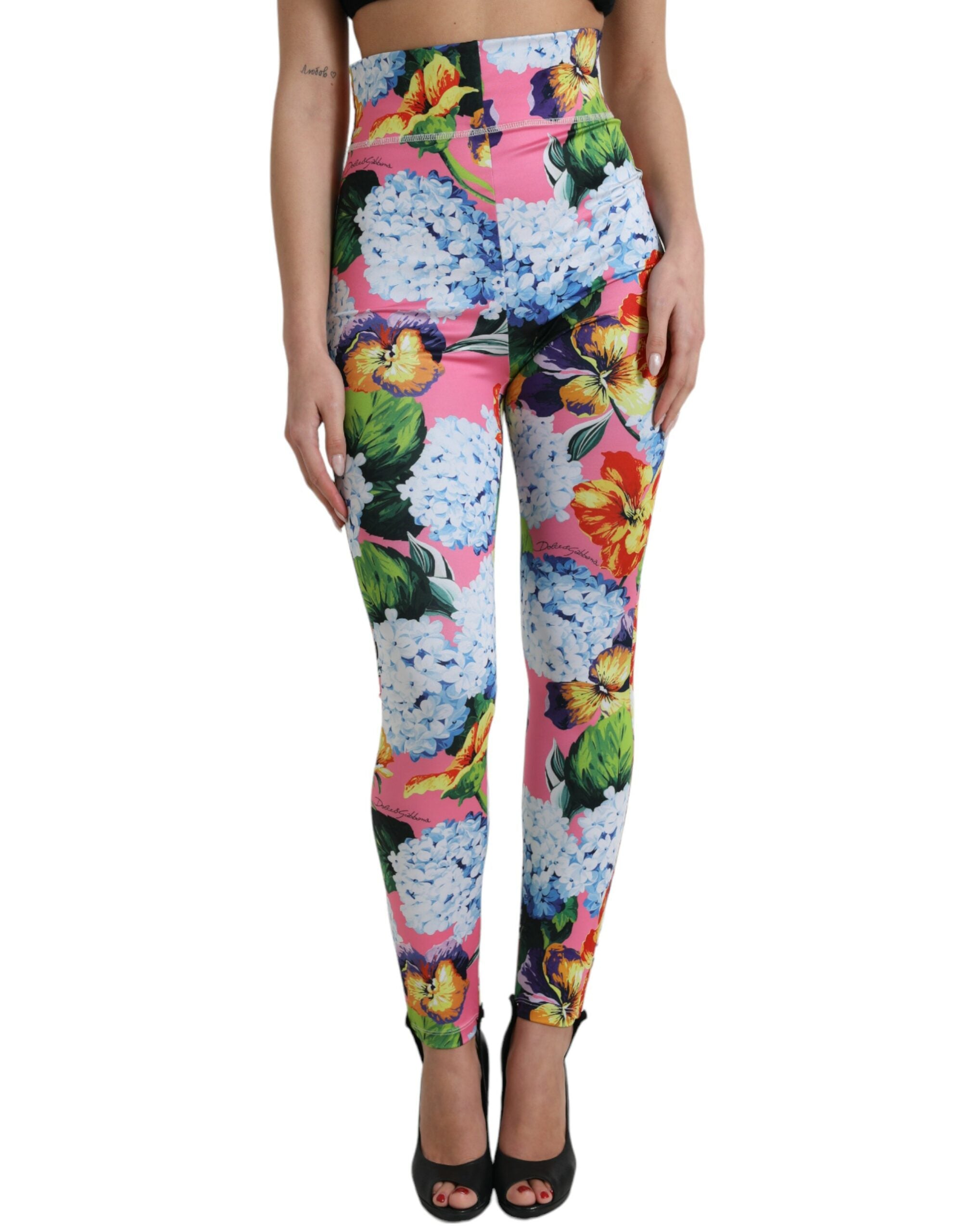 Dolce &amp; Gabbana – Exquisite Leggings mit Blumenmuster und hoher Taille