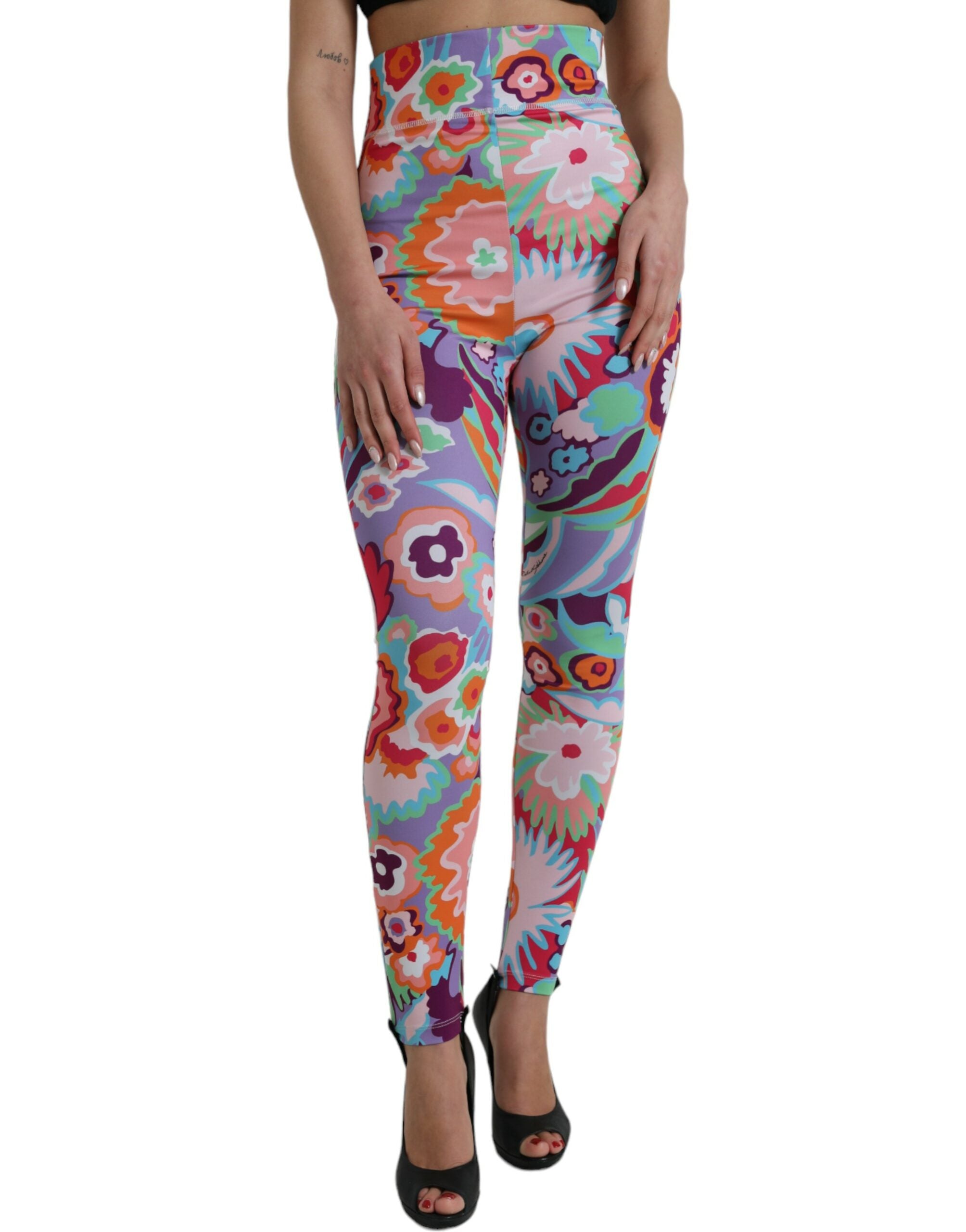 Dolce &amp; Gabbana Bezaubernde Leggings mit Blumendruck und hoher Taille