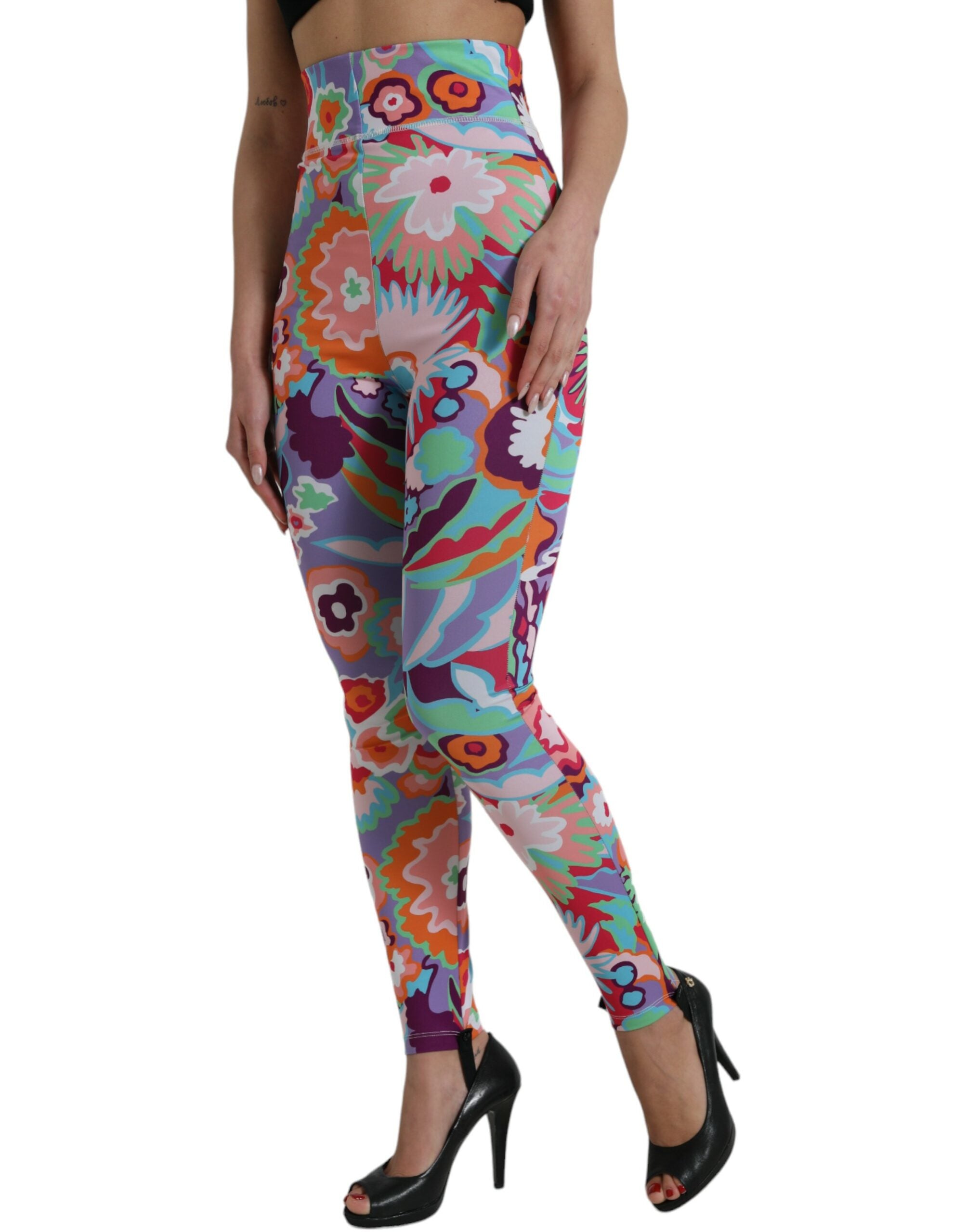 Dolce &amp; Gabbana Bezaubernde Leggings mit Blumendruck und hoher Taille