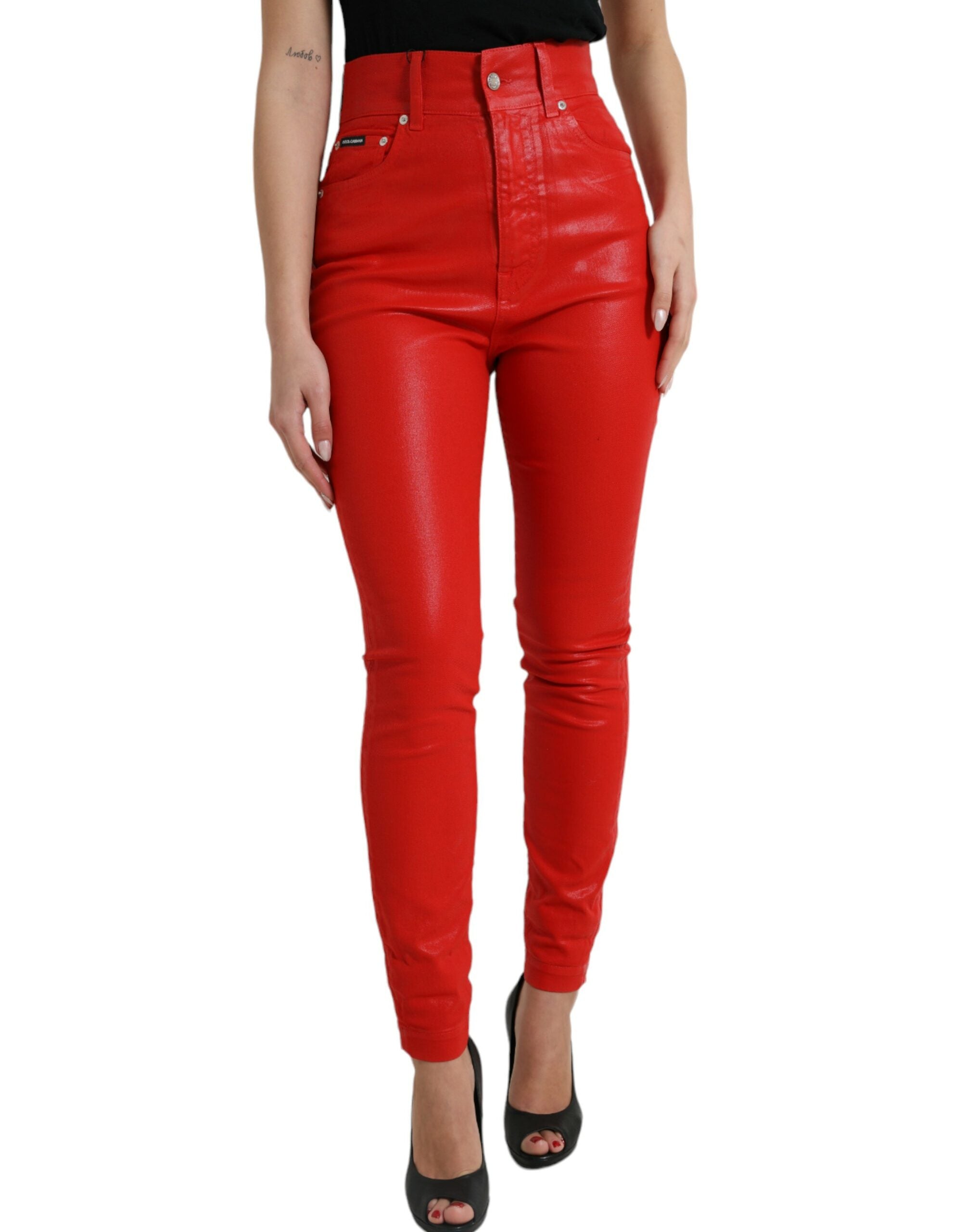 Dolce &amp; Gabbana Eleganter High-Waist-Stretch-Denim in Rot