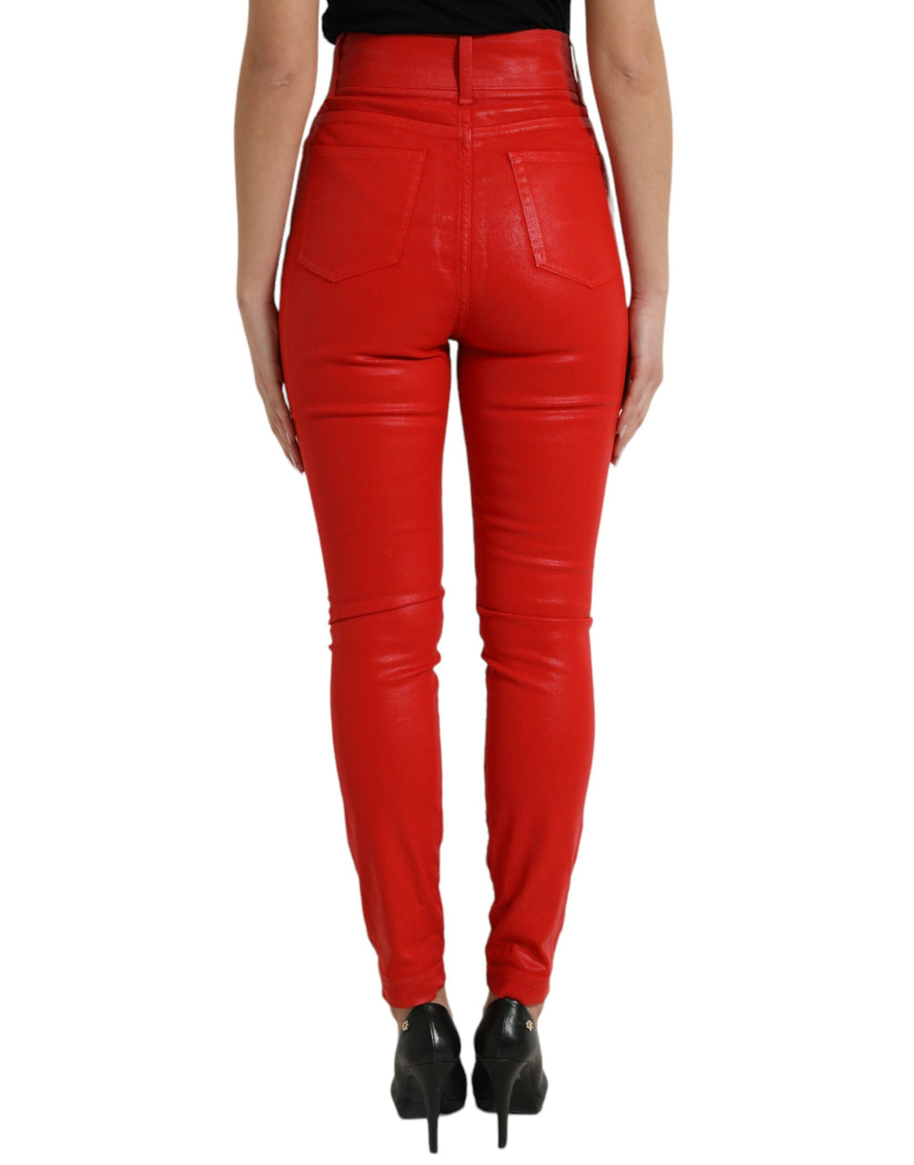 Dolce &amp; Gabbana - Jean stretch taille haute élégant en rouge