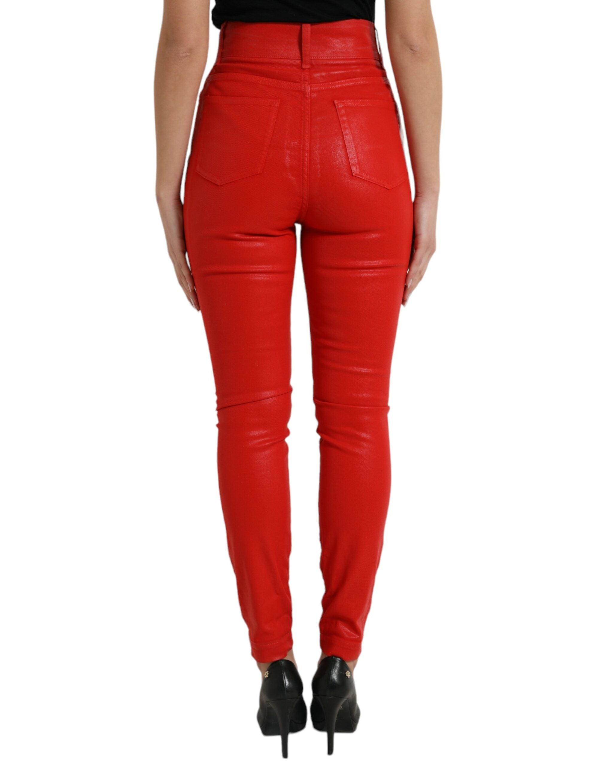Dolce &amp; Gabbana Eleganter High-Waist-Stretch-Denim in Rot