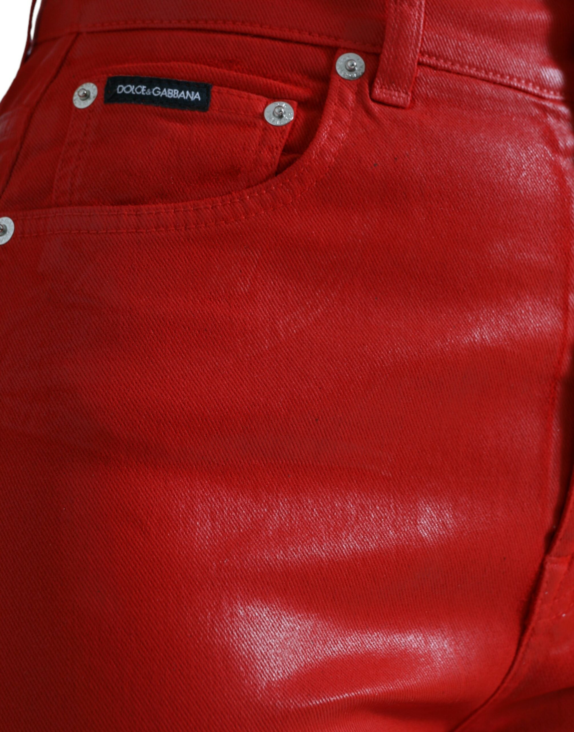 Dolce &amp; Gabbana Eleganter High-Waist-Stretch-Denim in Rot