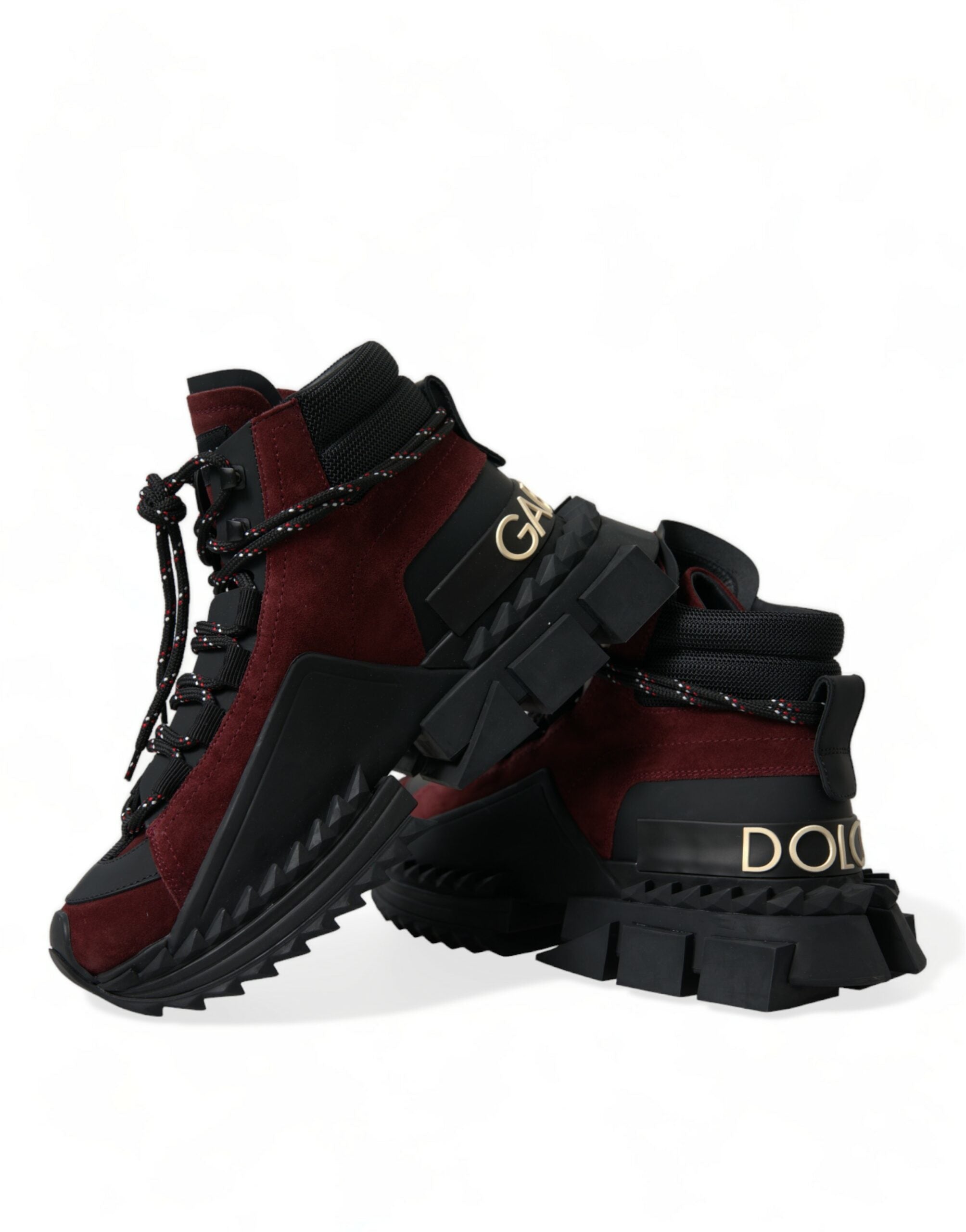 Dolce &amp; Gabbana – Burgunderrote High-Top-Sneakers aus Leder