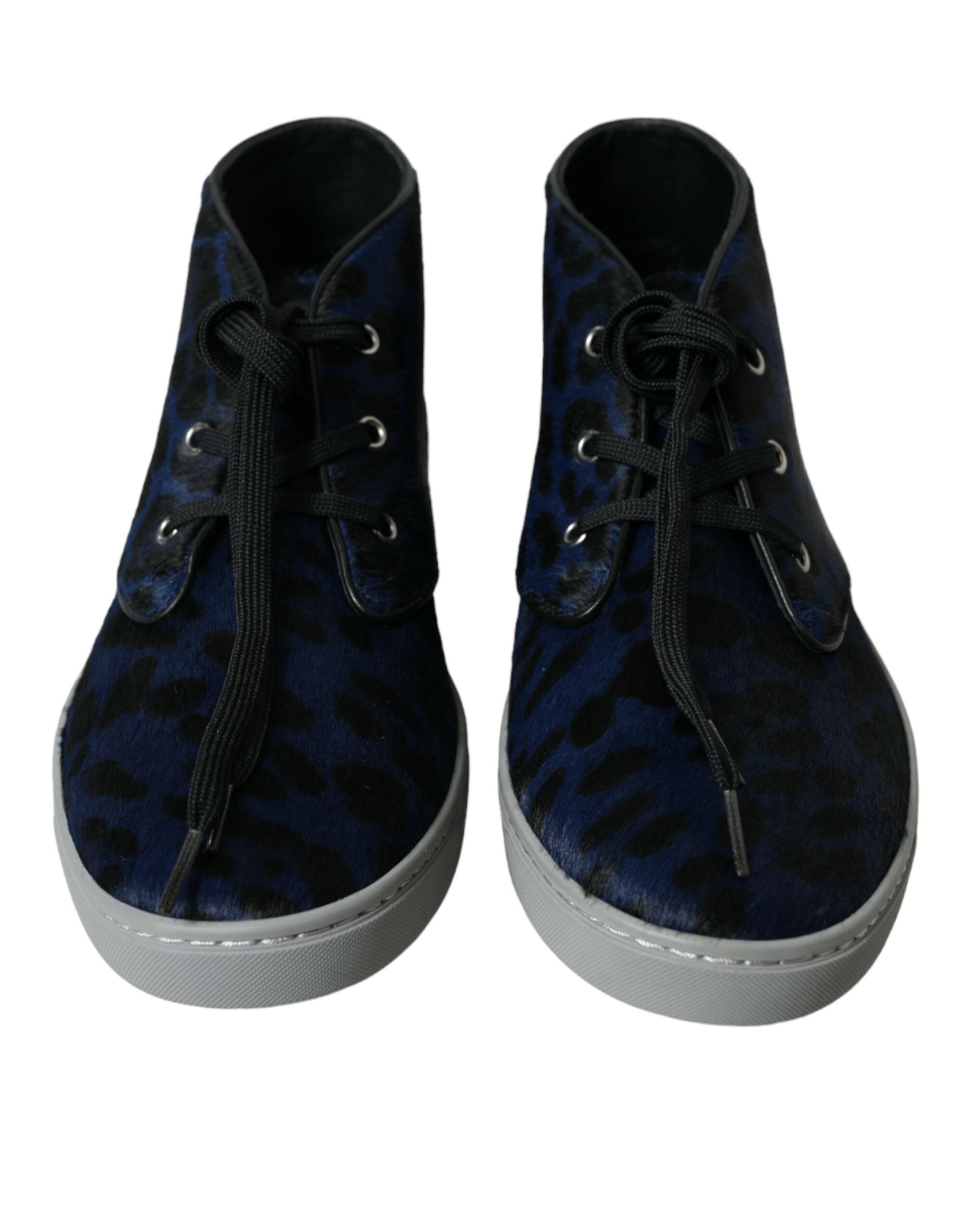 Dolce &amp; Gabbana – Schicke Mid-Top-Sneakers mit blauem Leopardenmuster