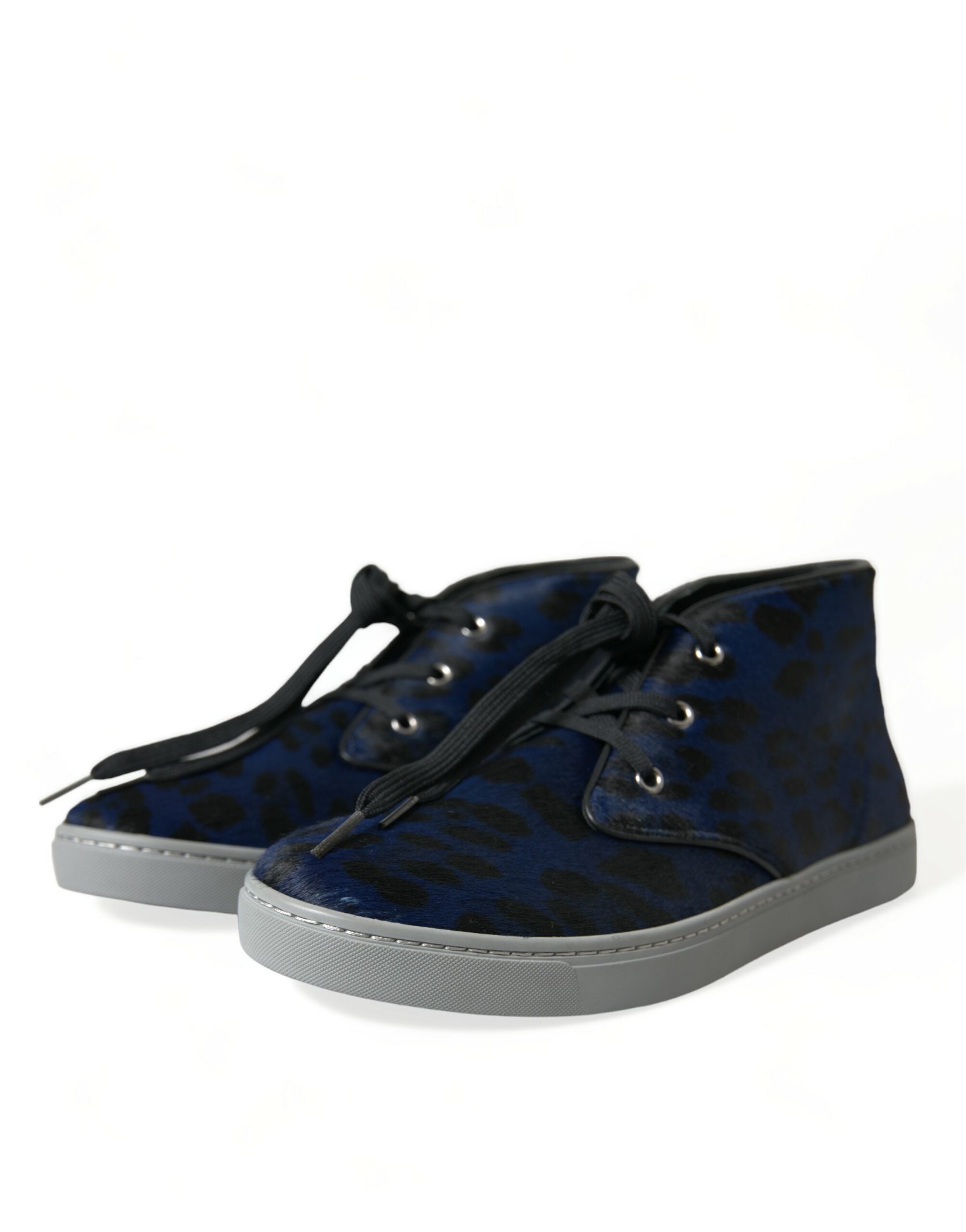 Dolce &amp; Gabbana – Schicke Mid-Top-Sneakers mit blauem Leopardenmuster