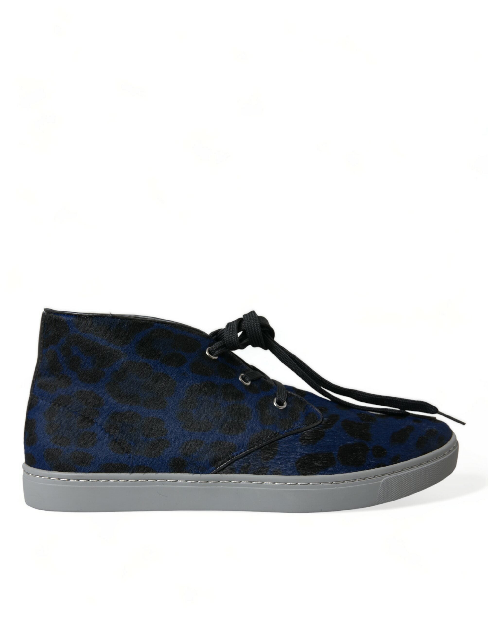 Dolce &amp; Gabbana – Schicke Mid-Top-Sneakers mit blauem Leopardenmuster