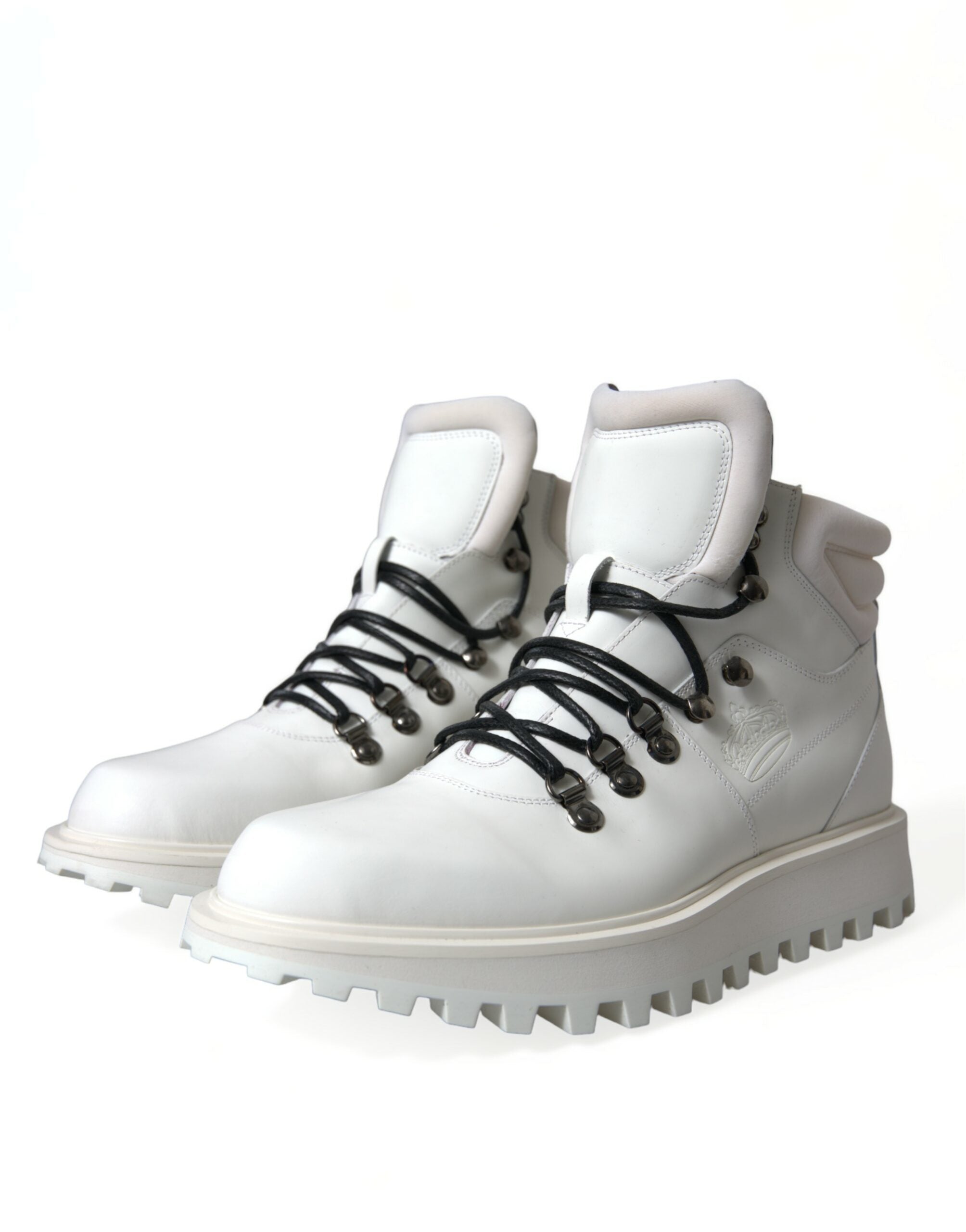 Dolce &amp; Gabbana Elegante weiße Lederstiefeletten