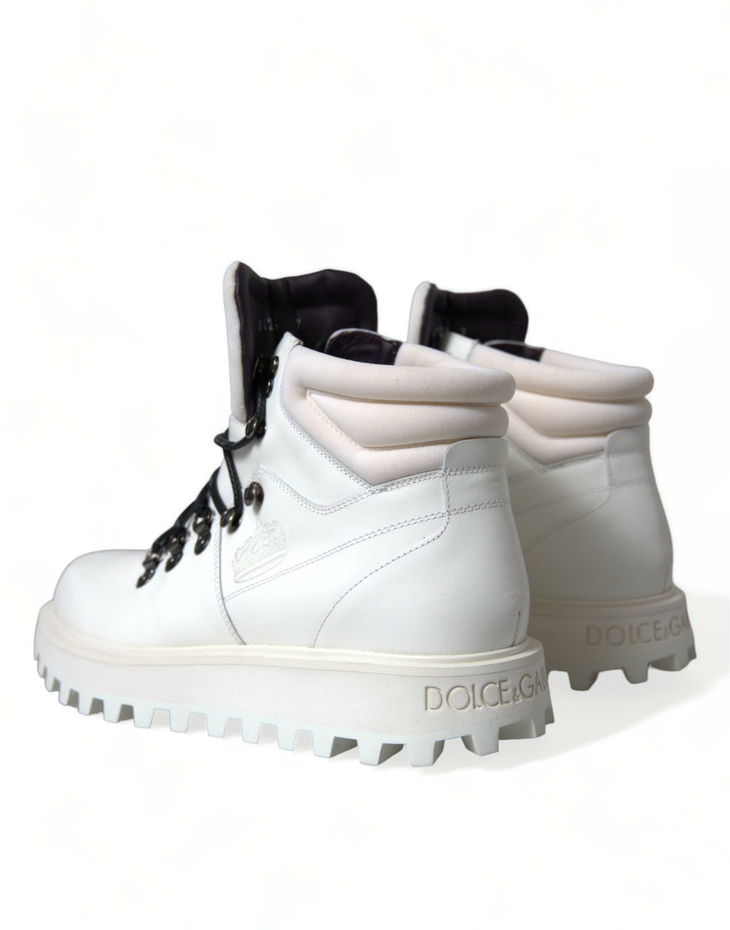 Dolce &amp; Gabbana Elegante weiße Lederstiefeletten