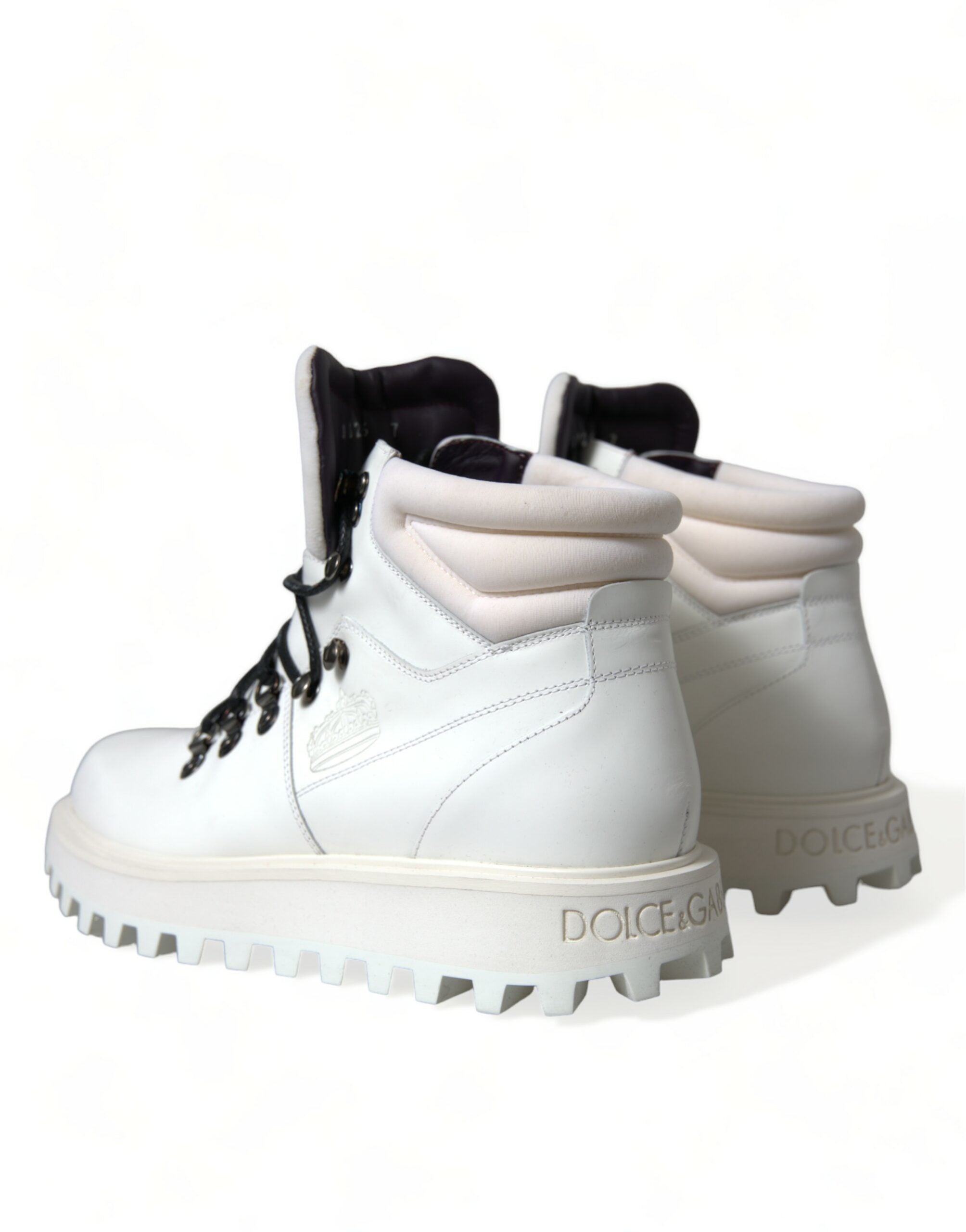 Dolce &amp; Gabbana Elegante weiße Lederstiefeletten