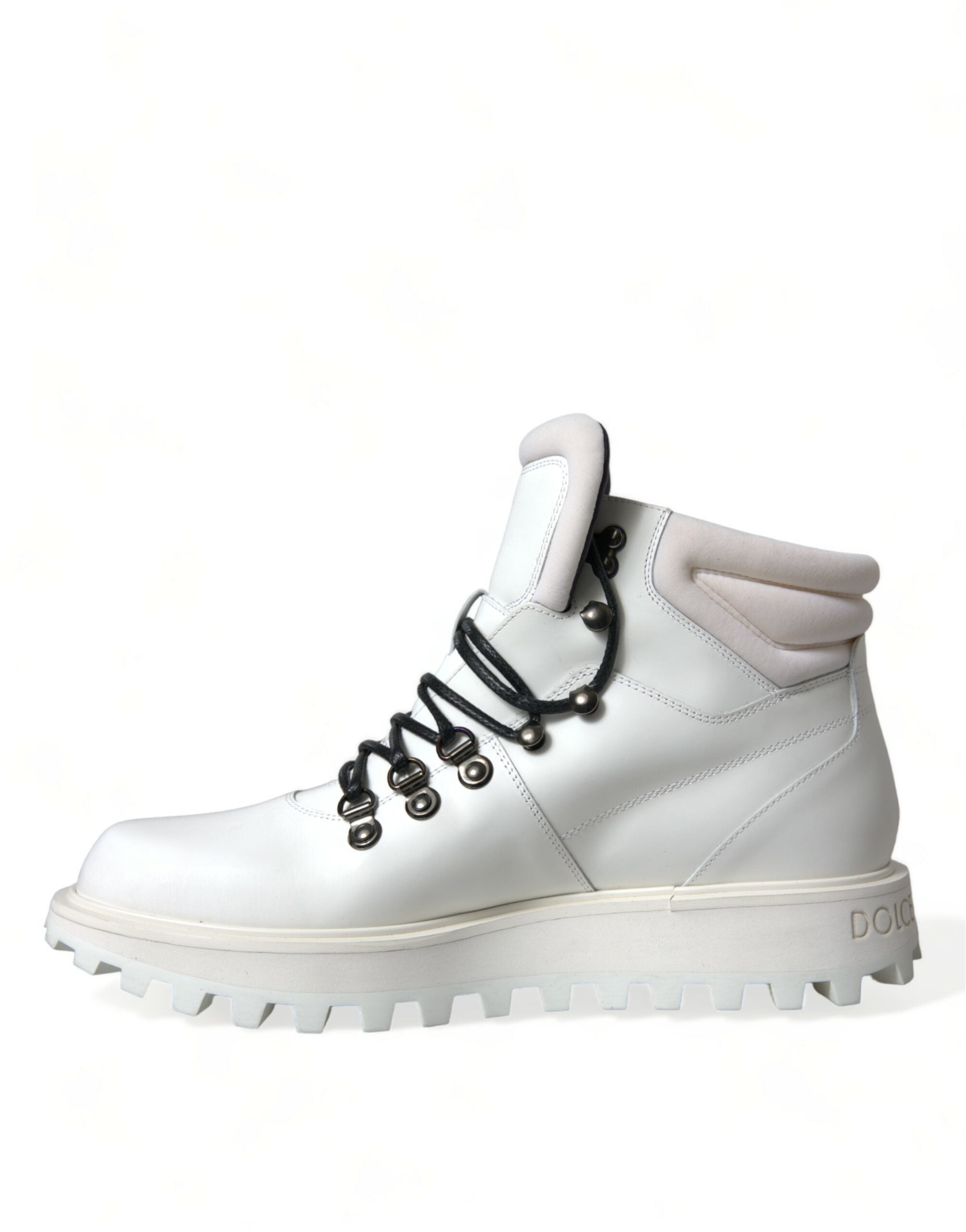 Dolce &amp; Gabbana Elegante weiße Lederstiefeletten
