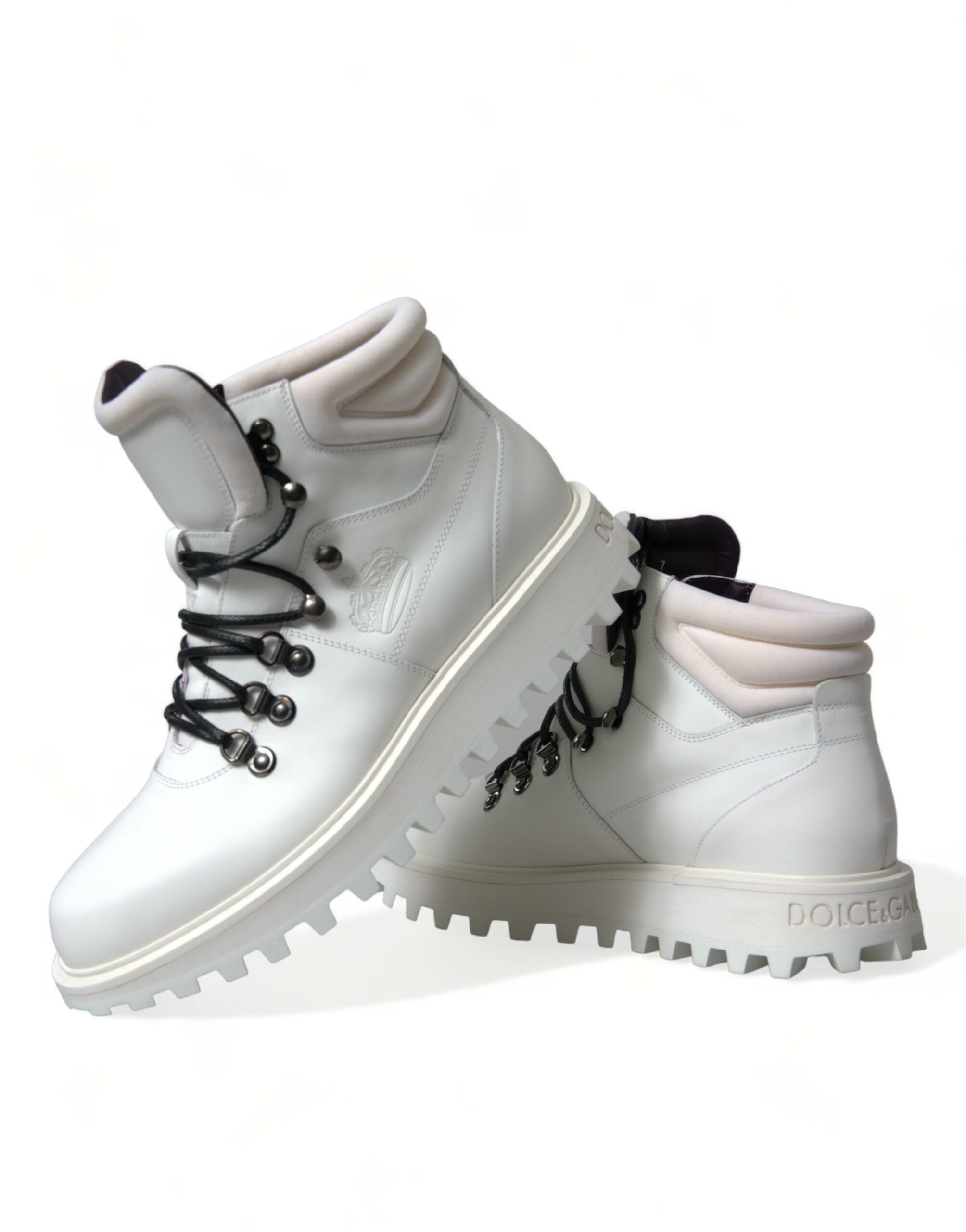 Dolce &amp; Gabbana Elegante weiße Lederstiefeletten