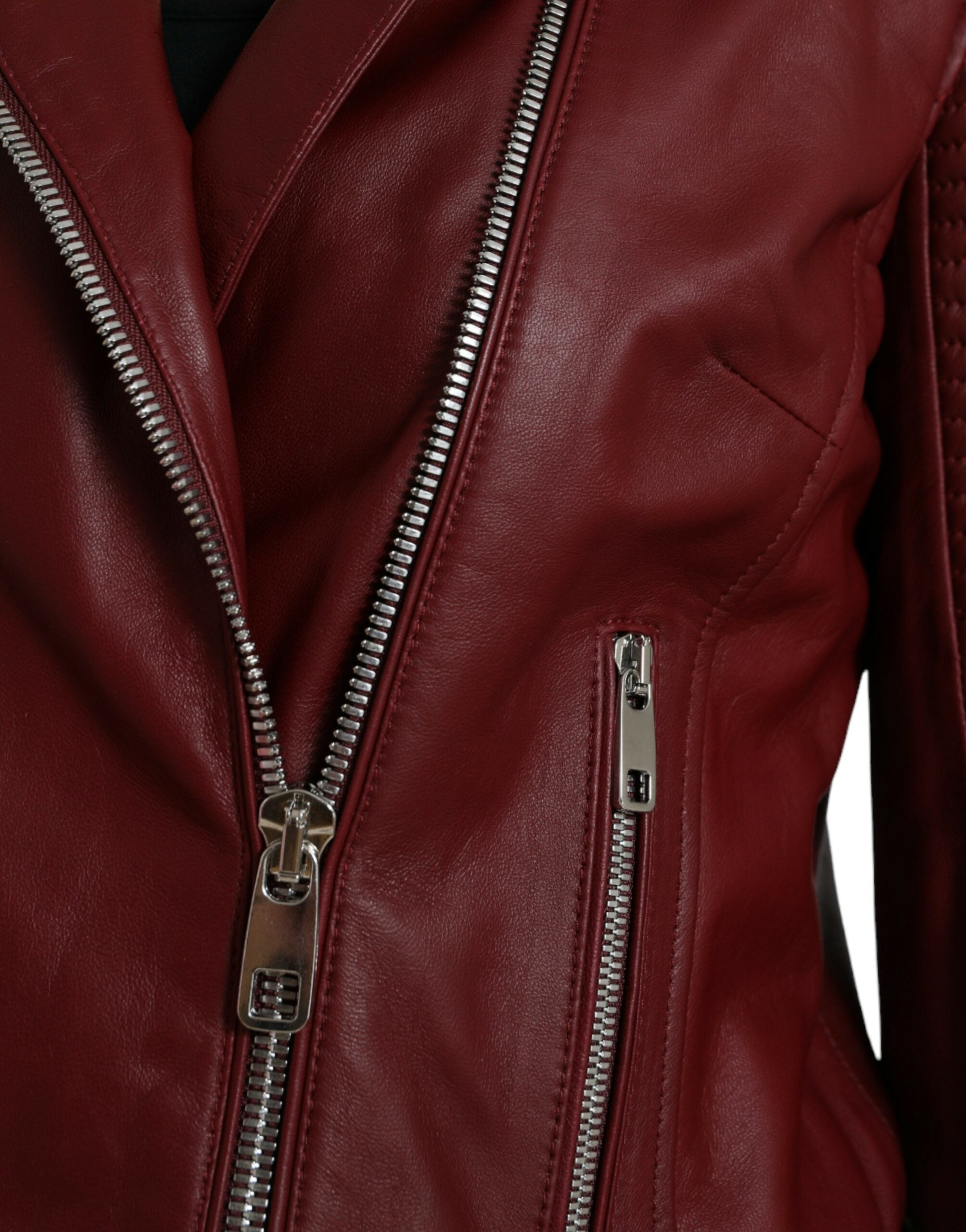 Dolce &amp; Gabbana Bordeaux Biker-Lederjacke