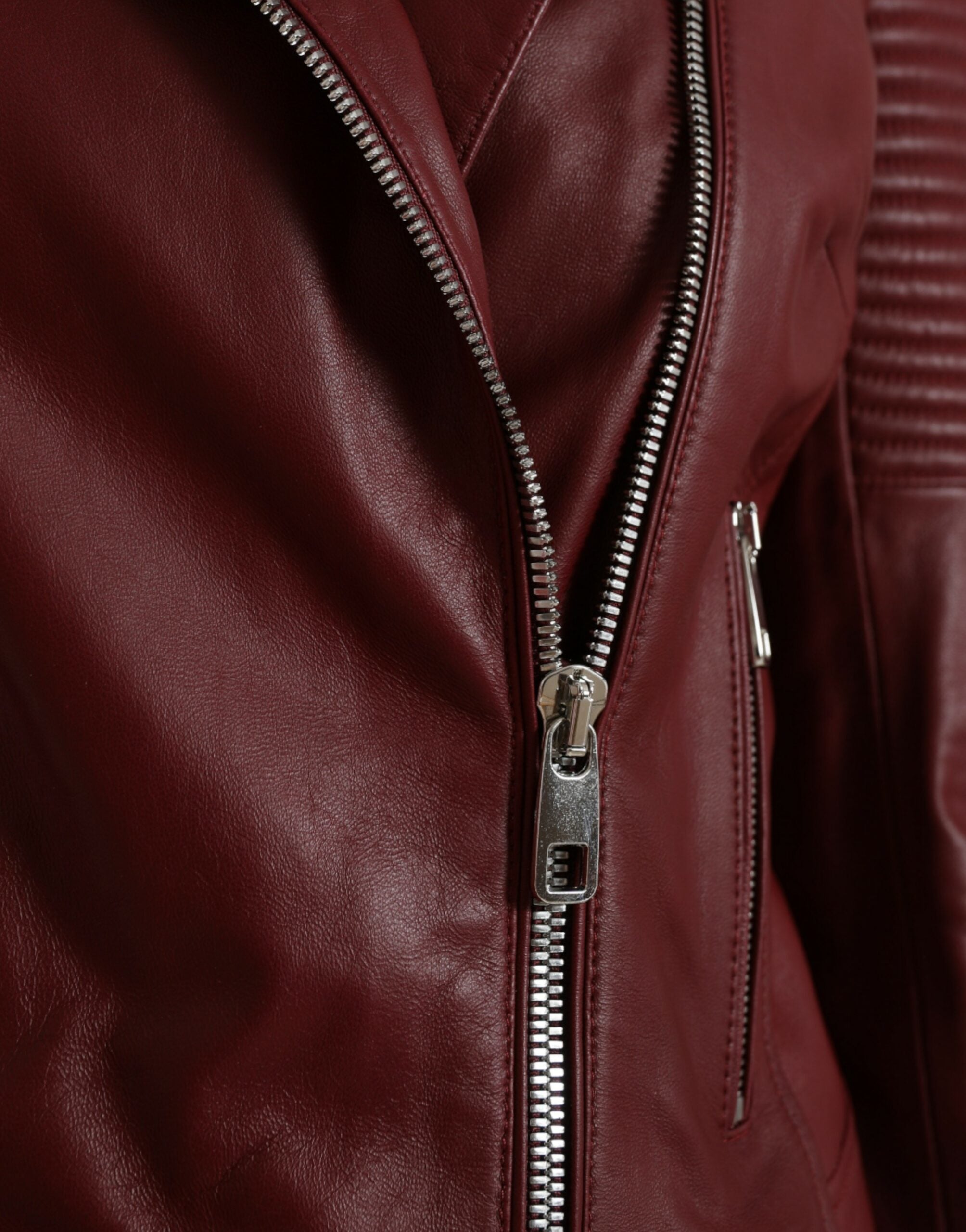 Dolce &amp; Gabbana Bordeaux Biker-Lederjacke