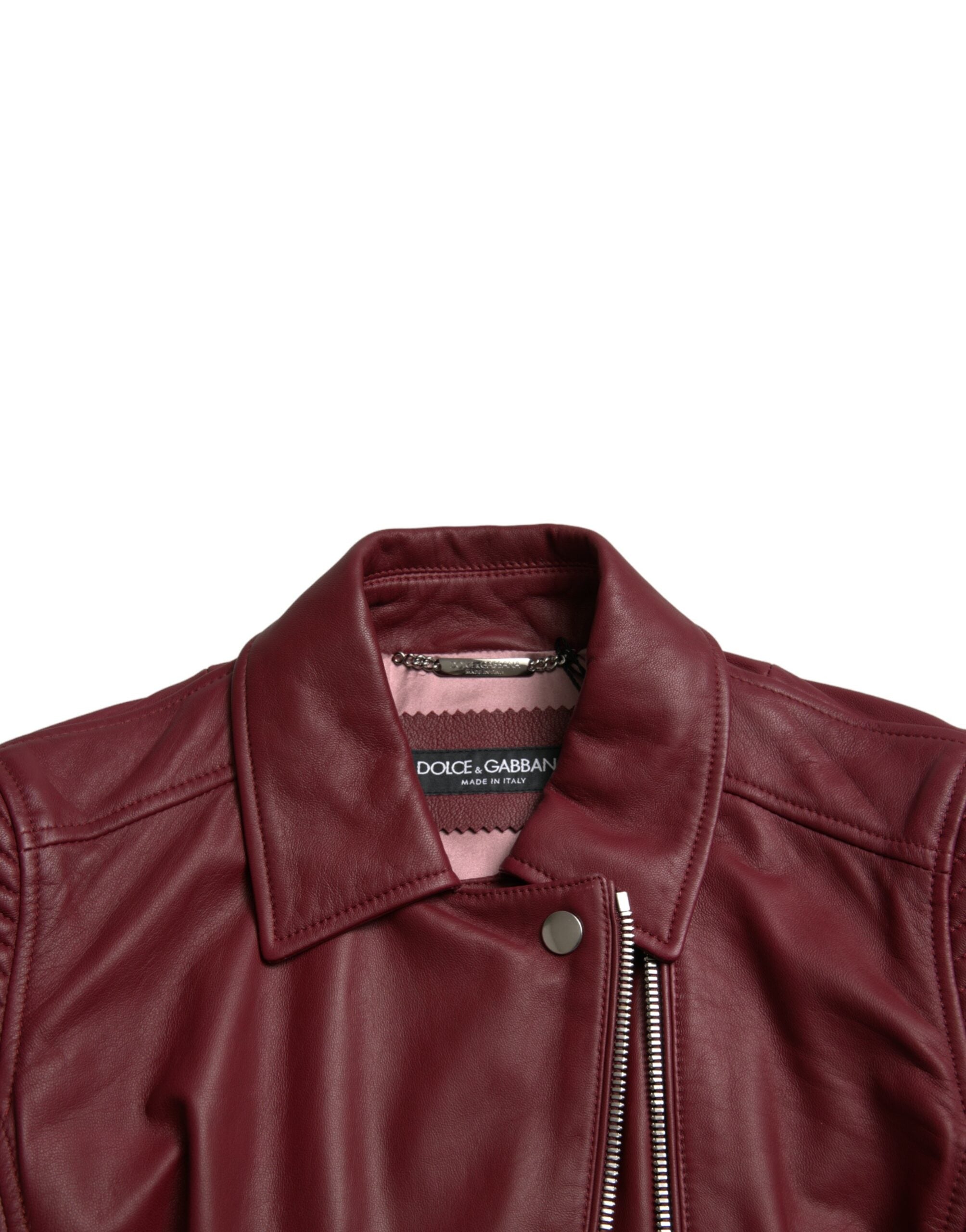 Dolce &amp; Gabbana Bordeaux Biker-Lederjacke