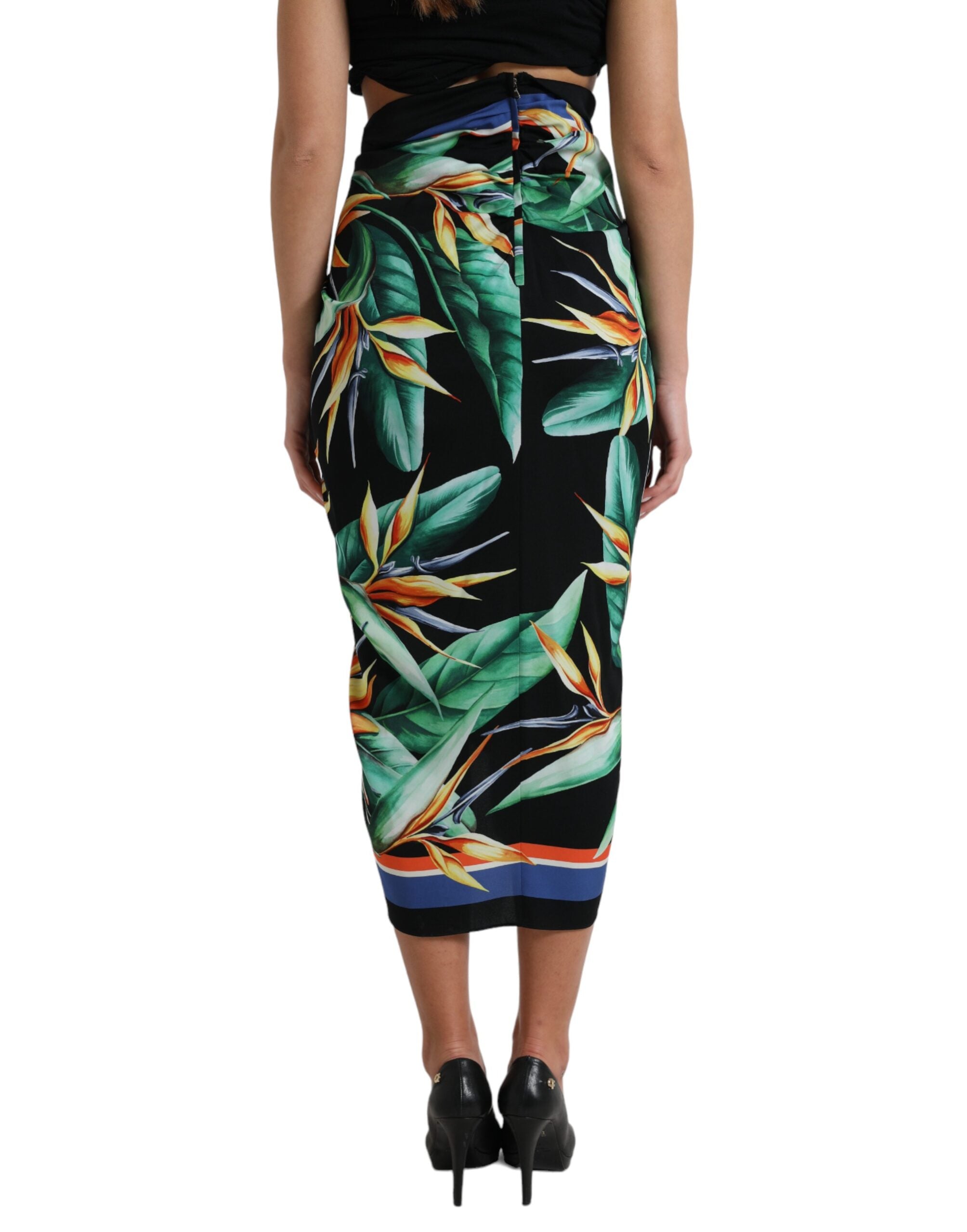 Jupe midi taille haute à fleurs élégante Dolce &amp; Gabbana
