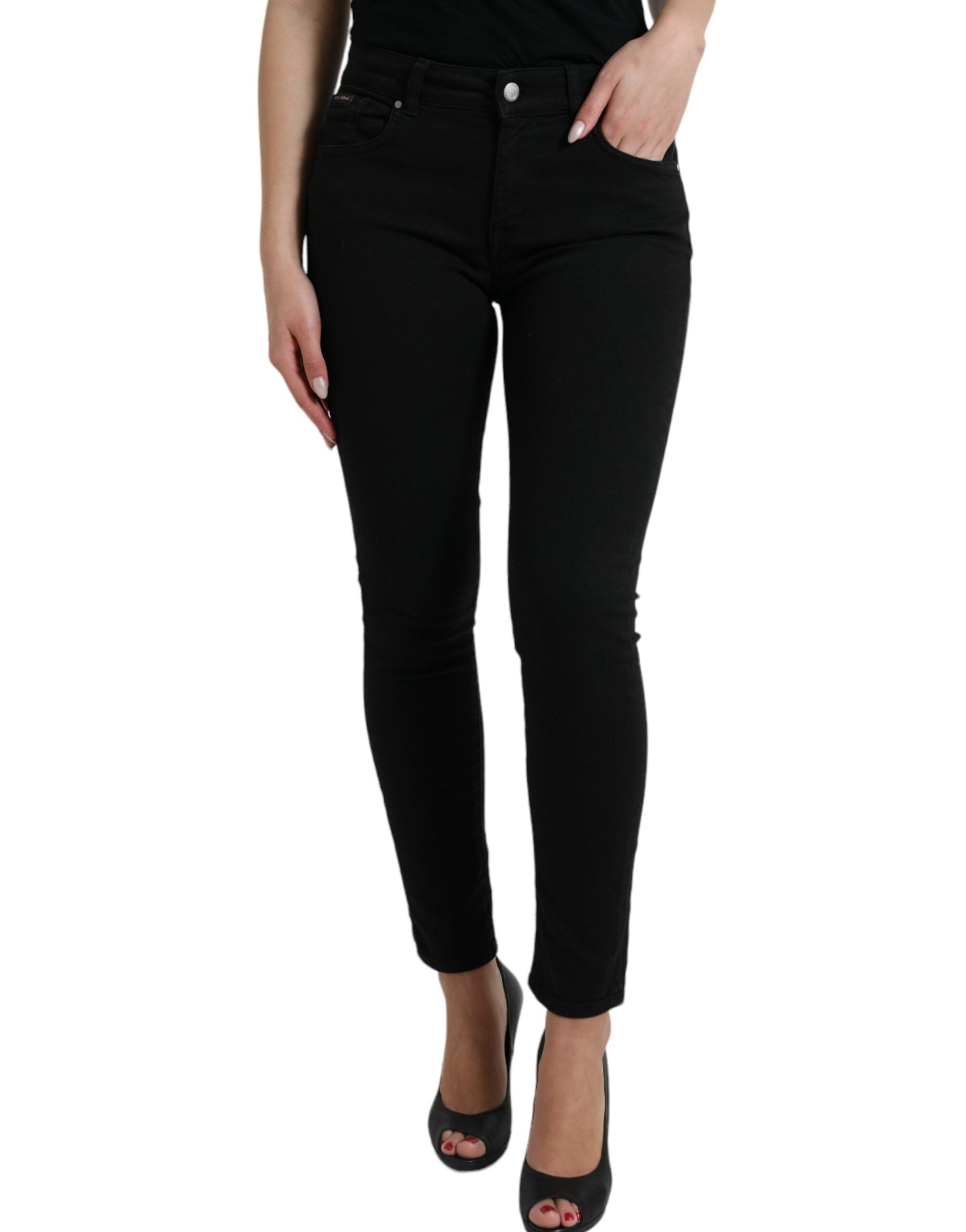 Dolce &amp; Gabbana Elegante schwarze Stretchjeans mit mittlerer Taille