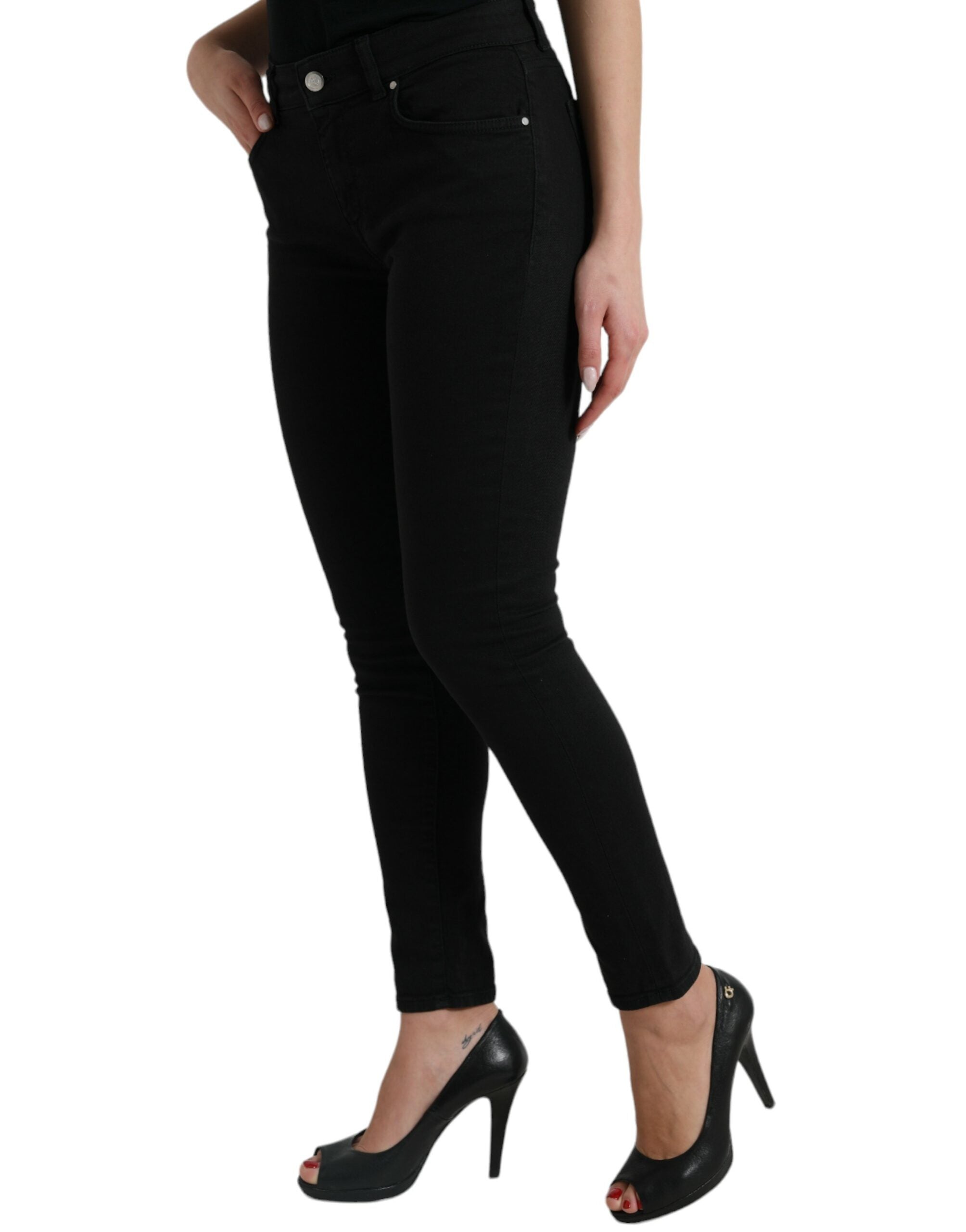 Dolce &amp; Gabbana Elegante schwarze Stretchjeans mit mittlerer Taille