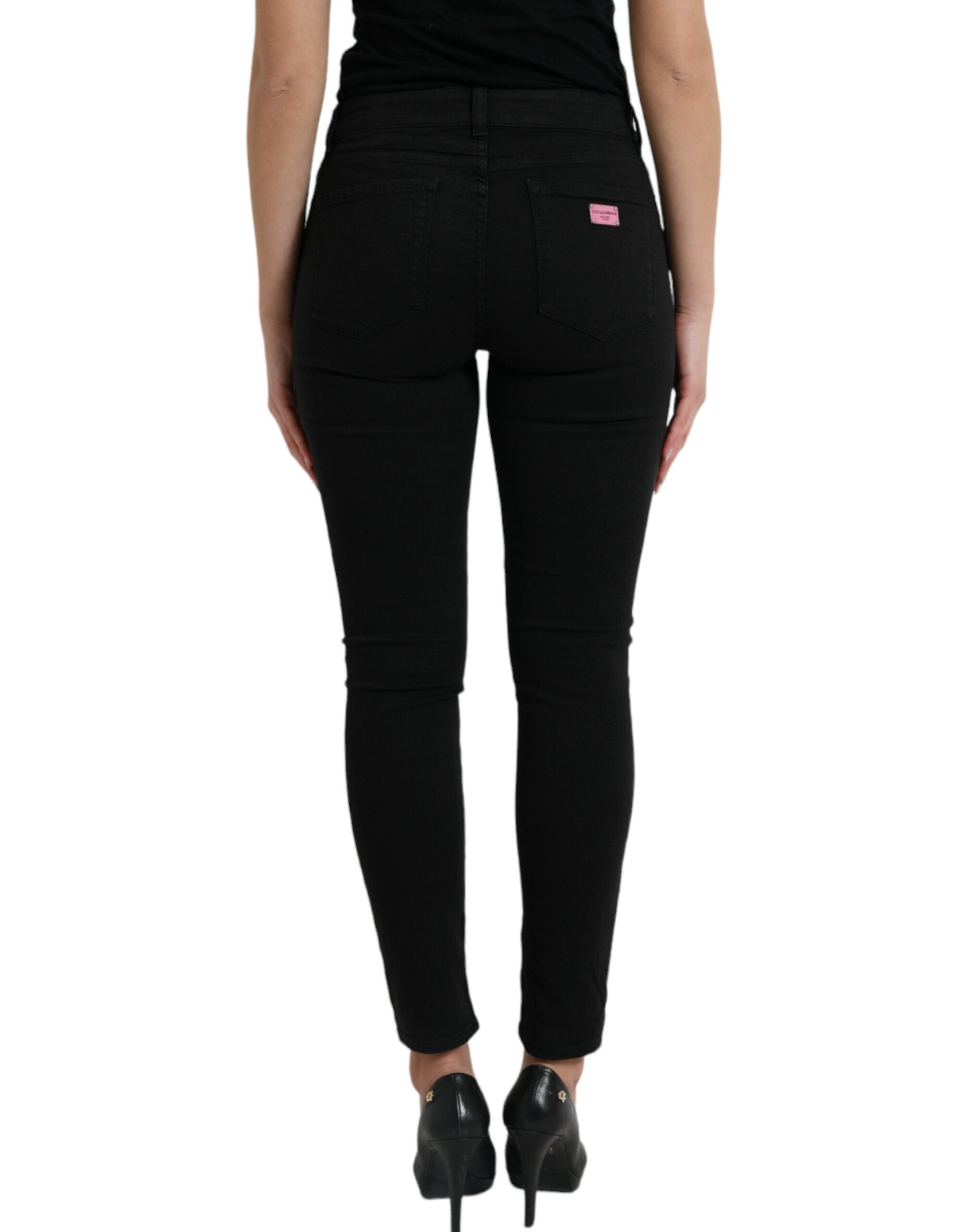 Dolce &amp; Gabbana Elegante schwarze Stretchjeans mit mittlerer Taille