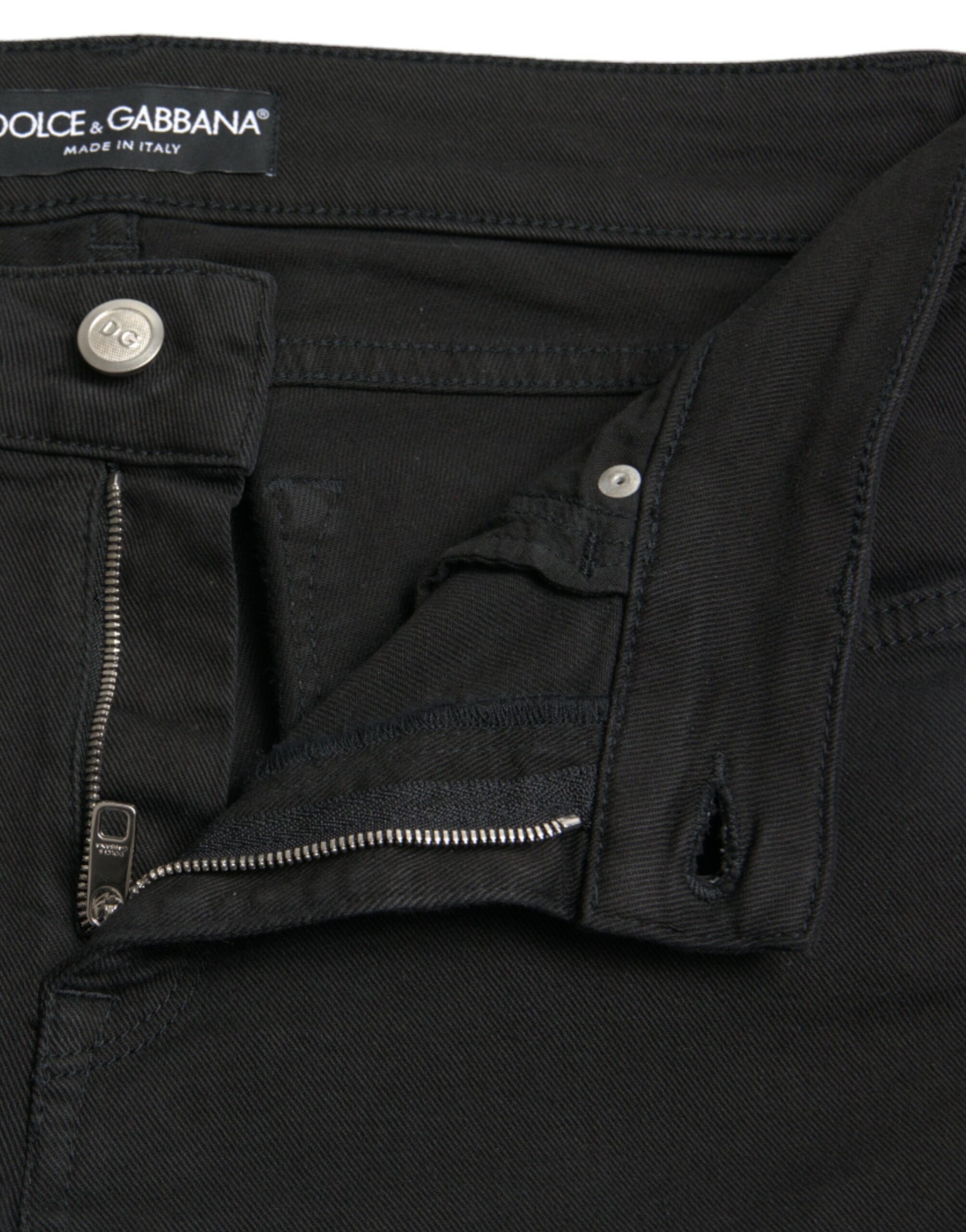 Dolce &amp; Gabbana Elegante schwarze Stretchjeans mit mittlerer Taille