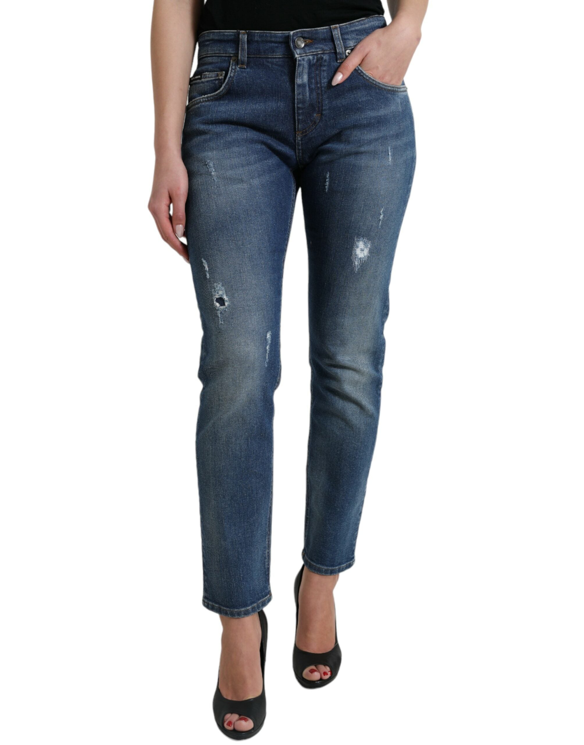 Dolce &amp; Gabbana – Schicke Boyfriend-Stretchjeans mit mittlerer Taille